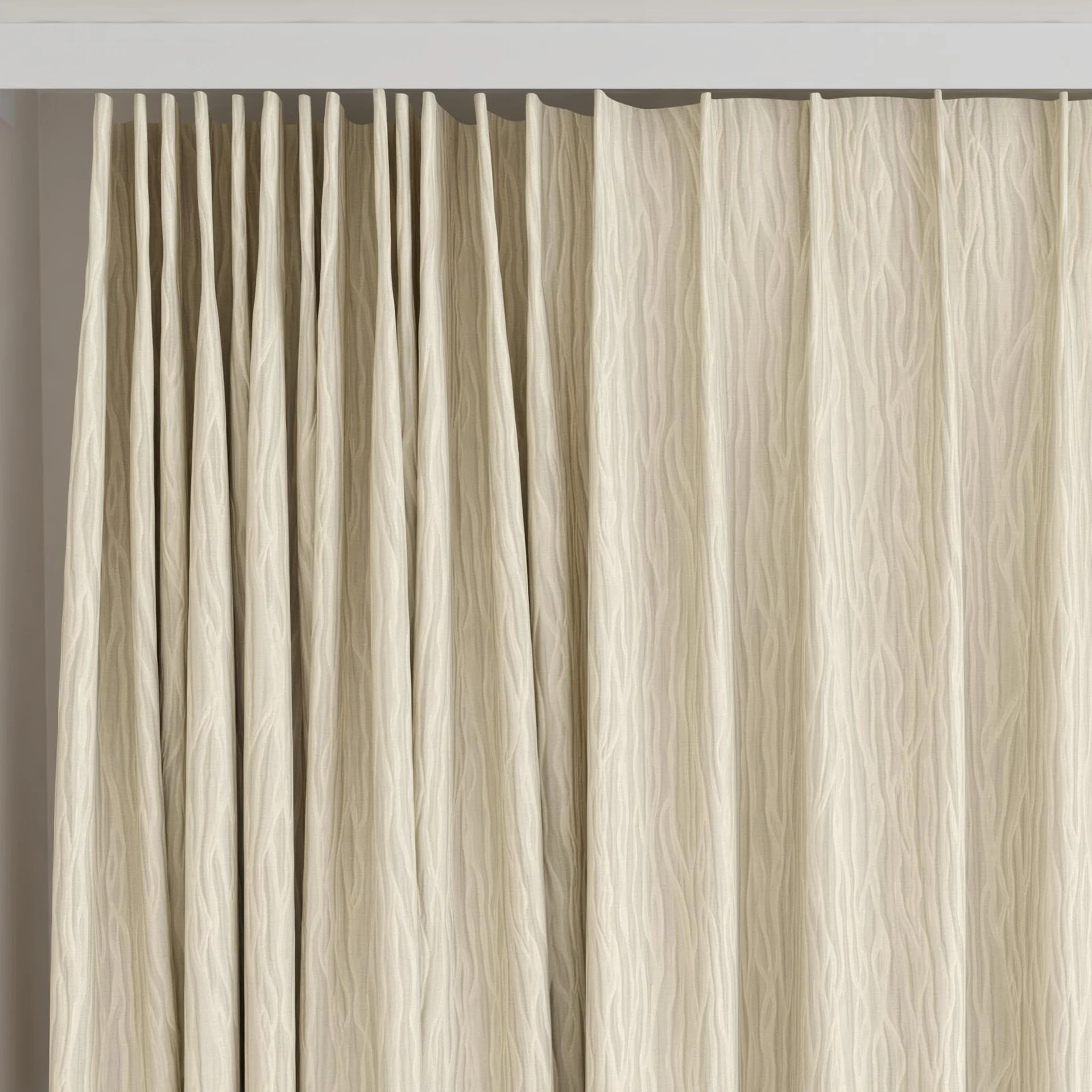 Top view of Sandrift Vanilla, on curtain rail