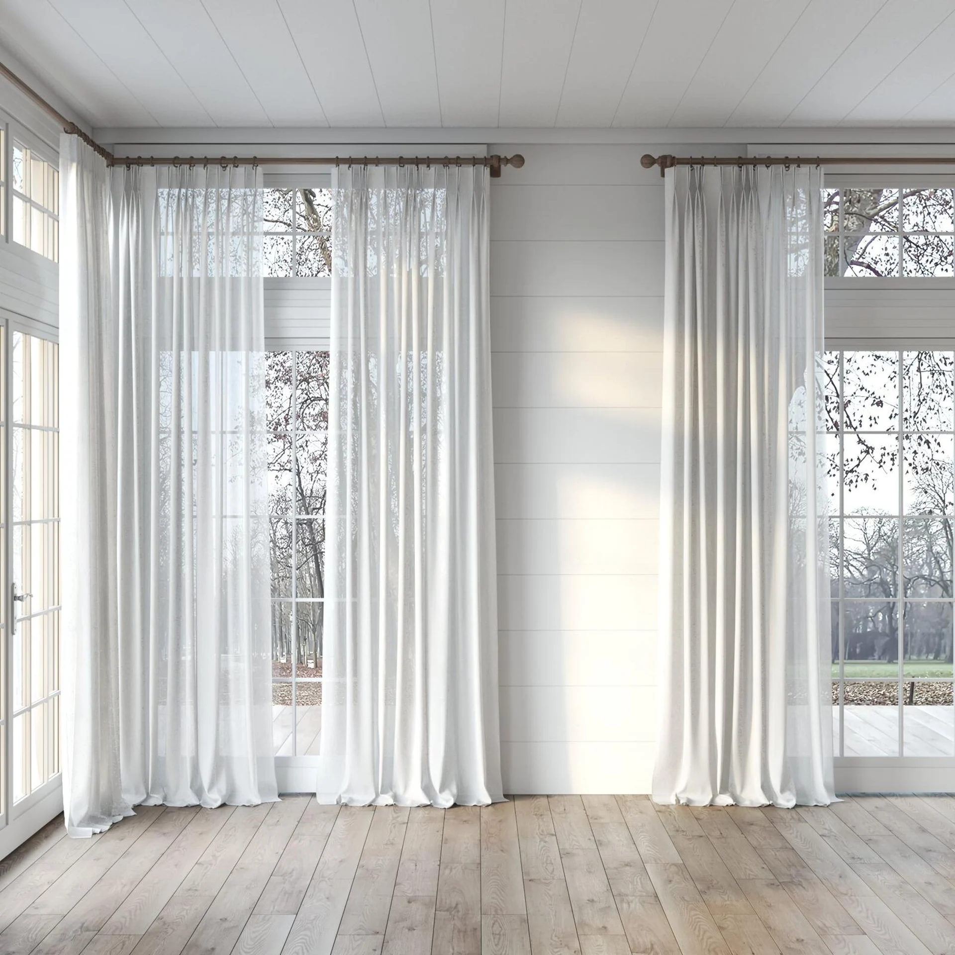 Full view of Balance Cloud, puddled, on curtain rod