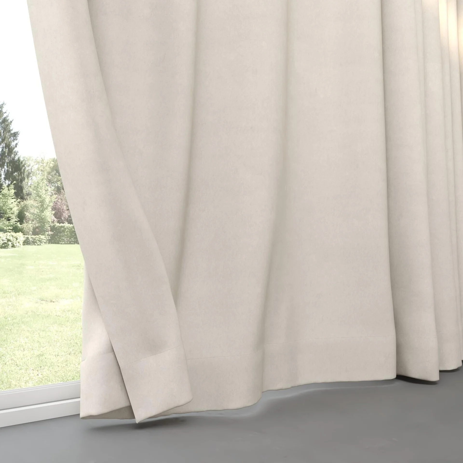 Bottom view of Lech Wool, pinch pleat