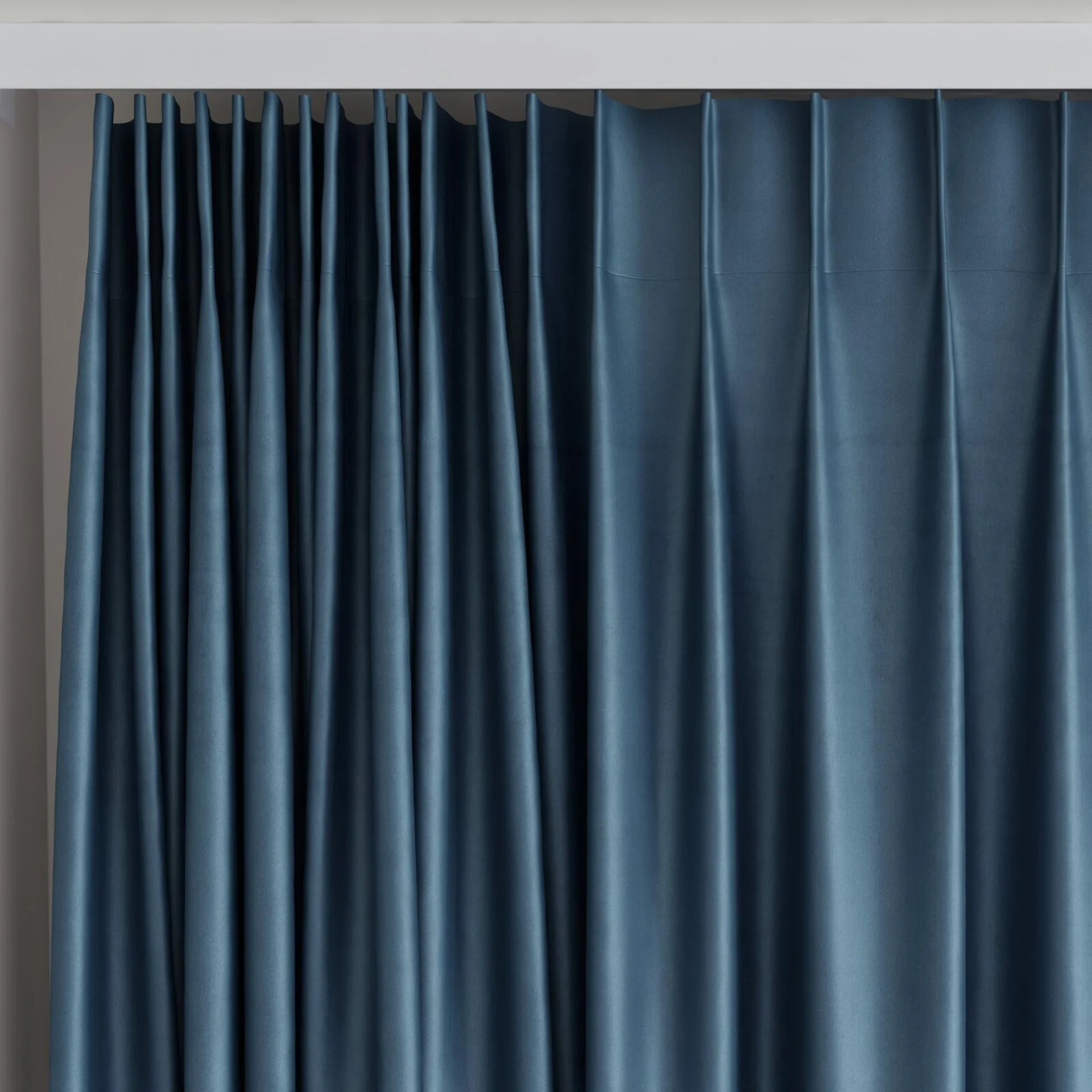 Top view of Warlock Azure, on curtain rail