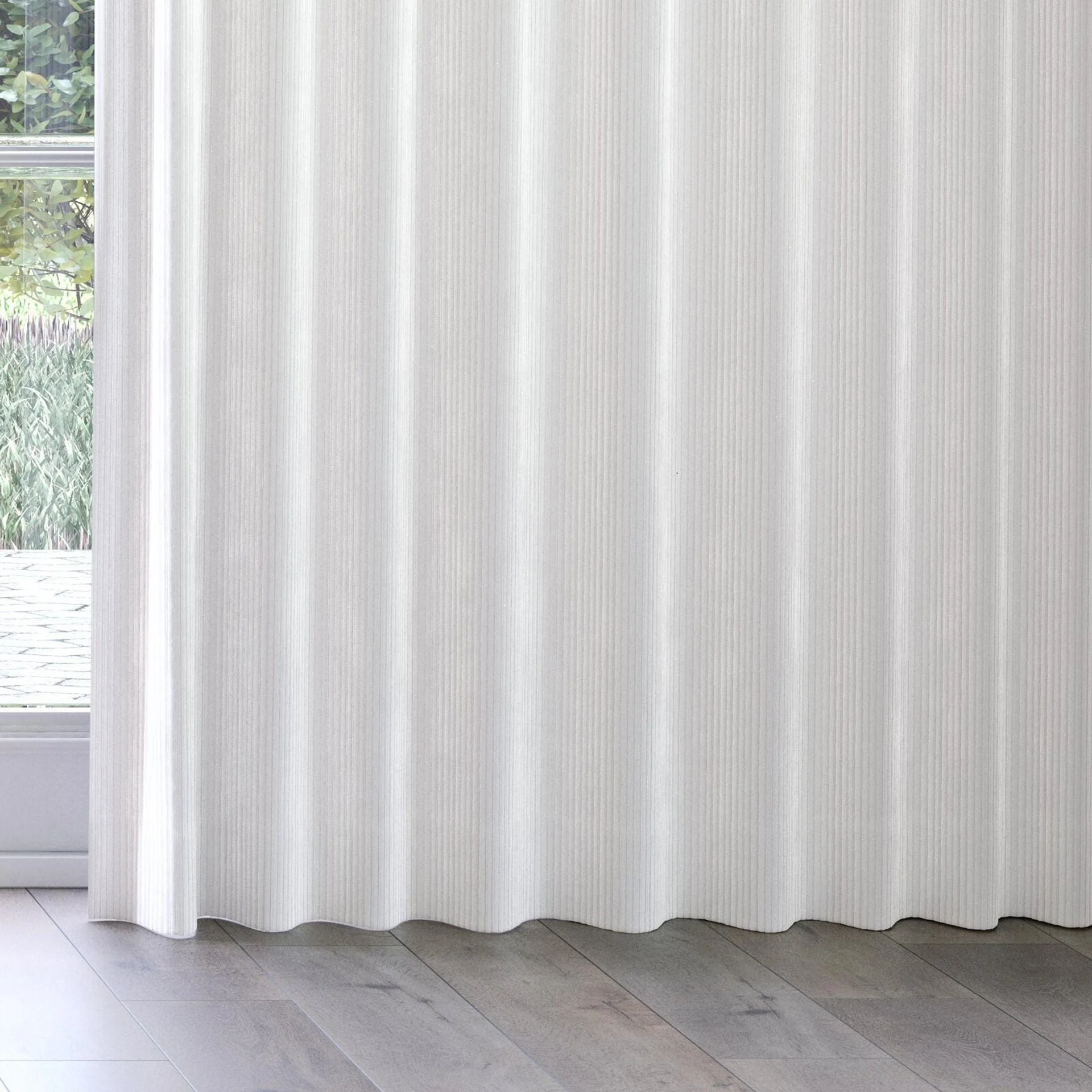 Bottom view of Embrace Marshmallow, on curtain rail
