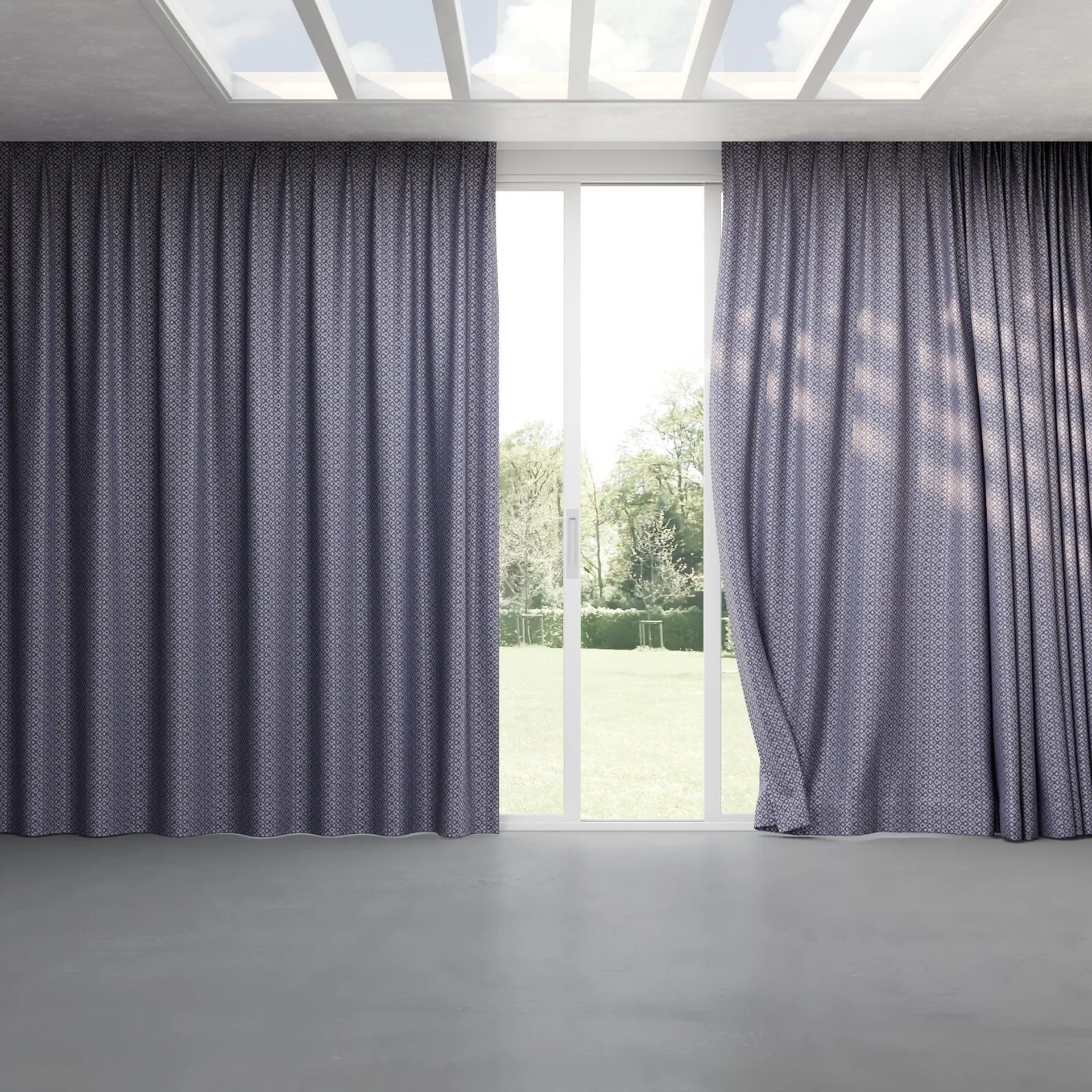 Full view of Daytona Denim, pinch pleat