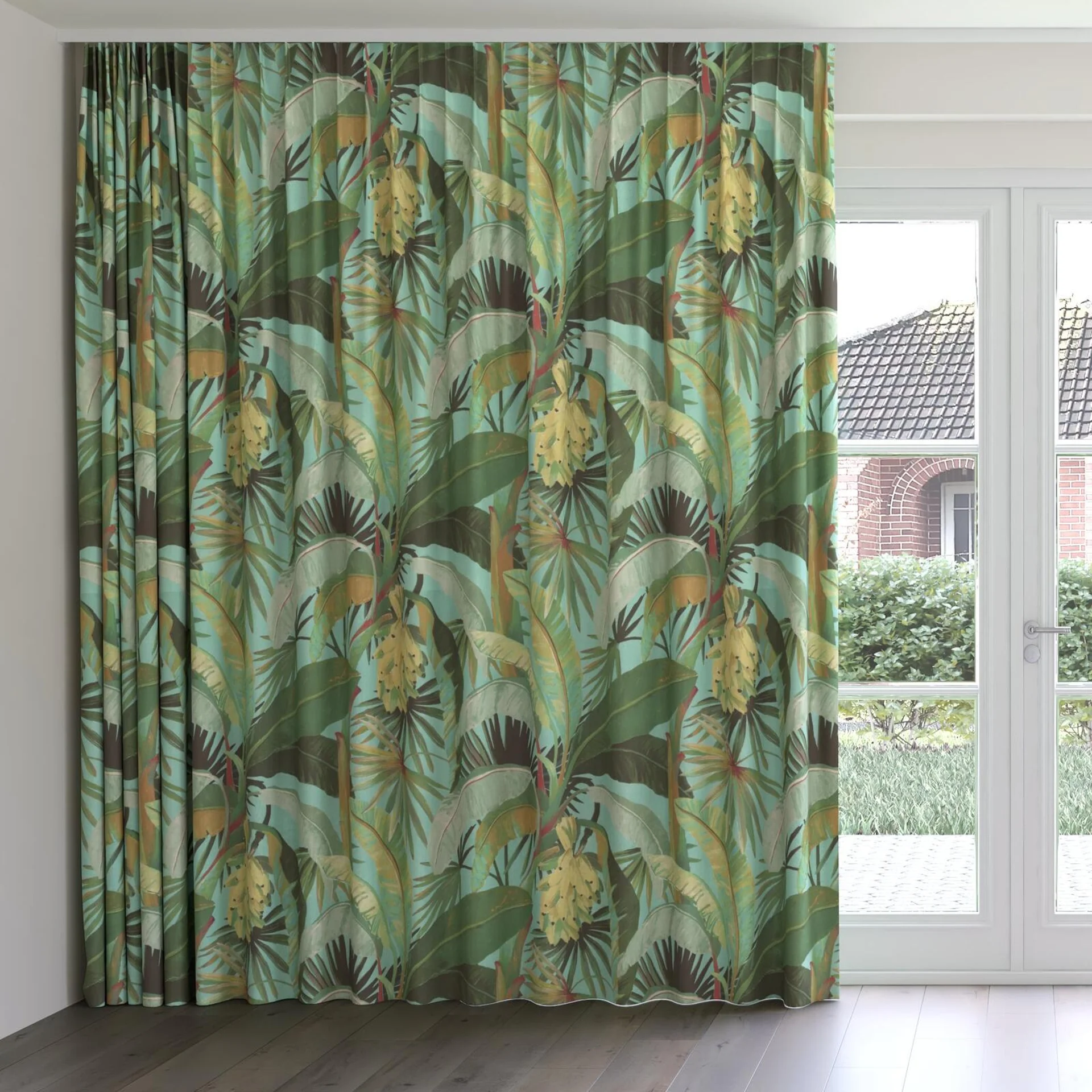Front view of La Palma Aqua, on curtain rail