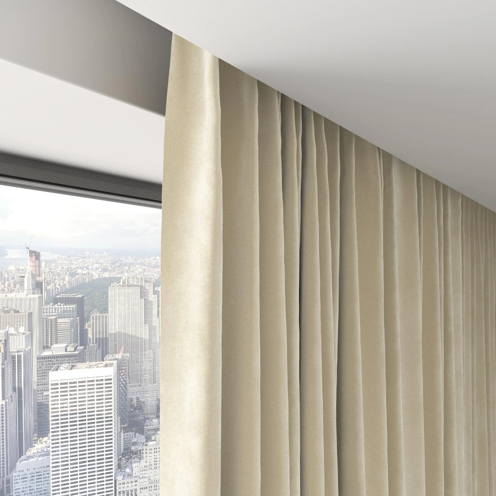 Top view of Lux Velvet Ivory 8312, on hidden rail