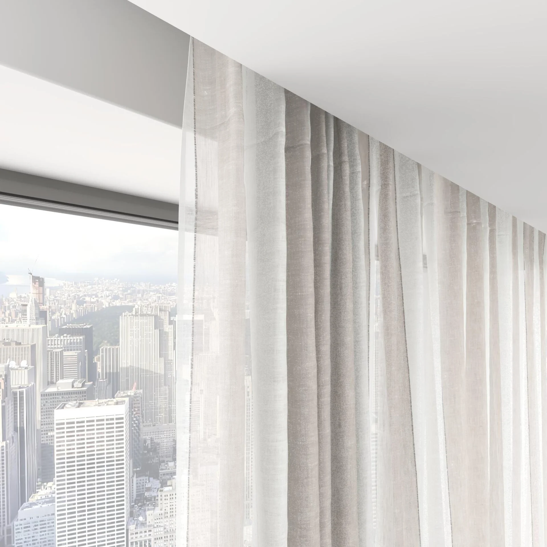 Top view of Kyoto Stripe Linen, on hidden rail