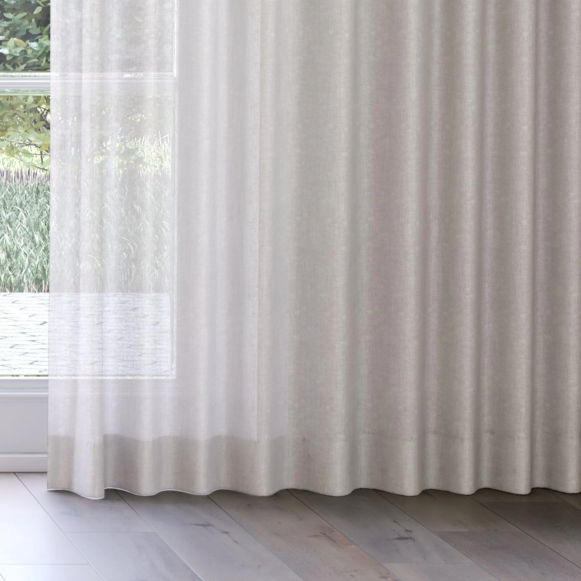 Bottom view of Lucidity Dove, on curtain rail