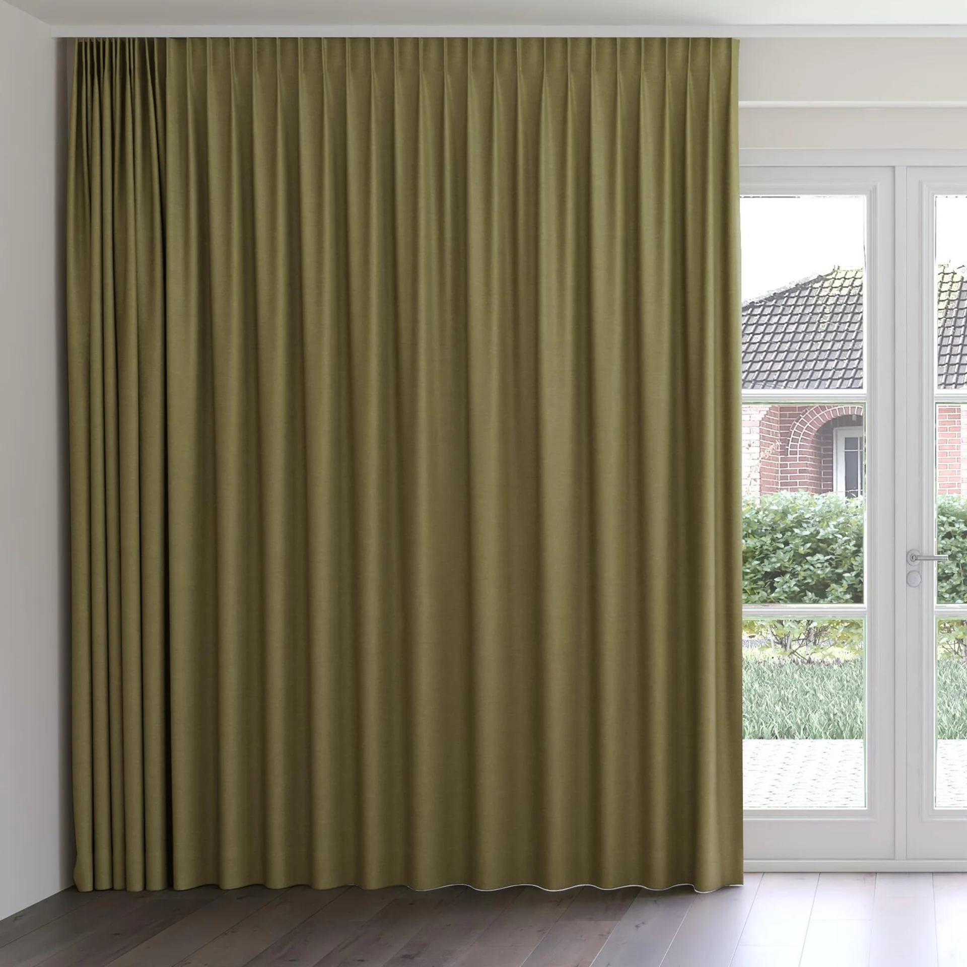 Front view of Drama Moss, on curtain rail