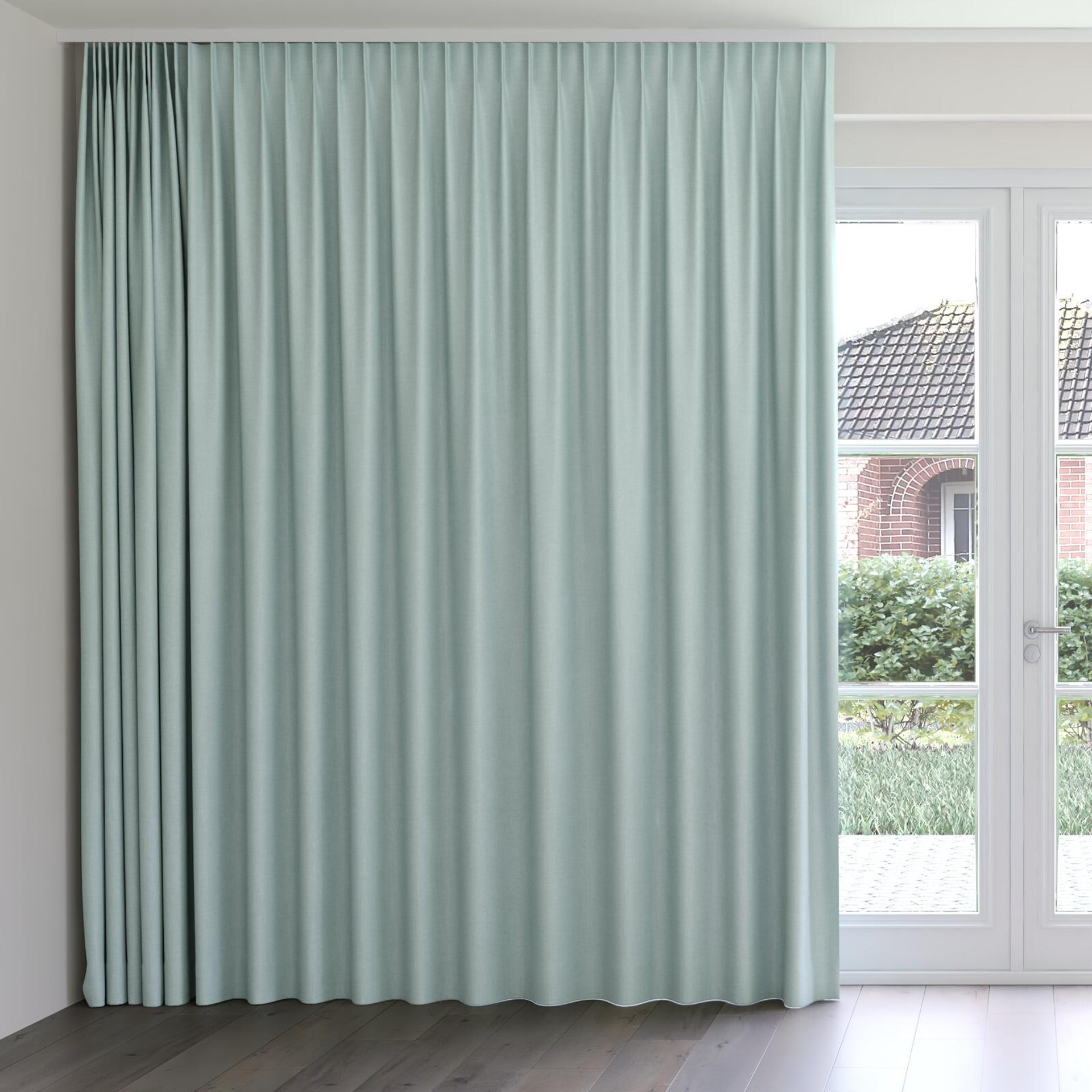 Front view of Cushy Sky, on curtain rail