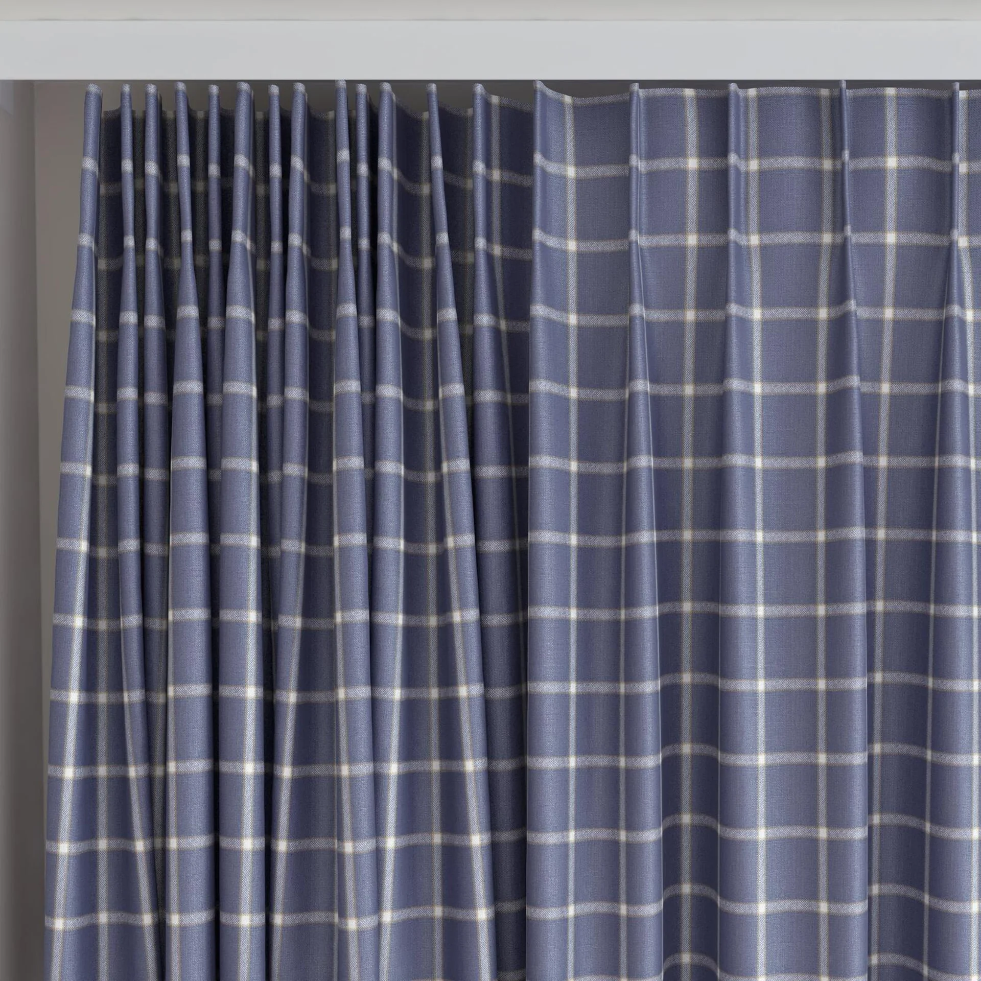 Top view of Southport Denim, on curtain rail
