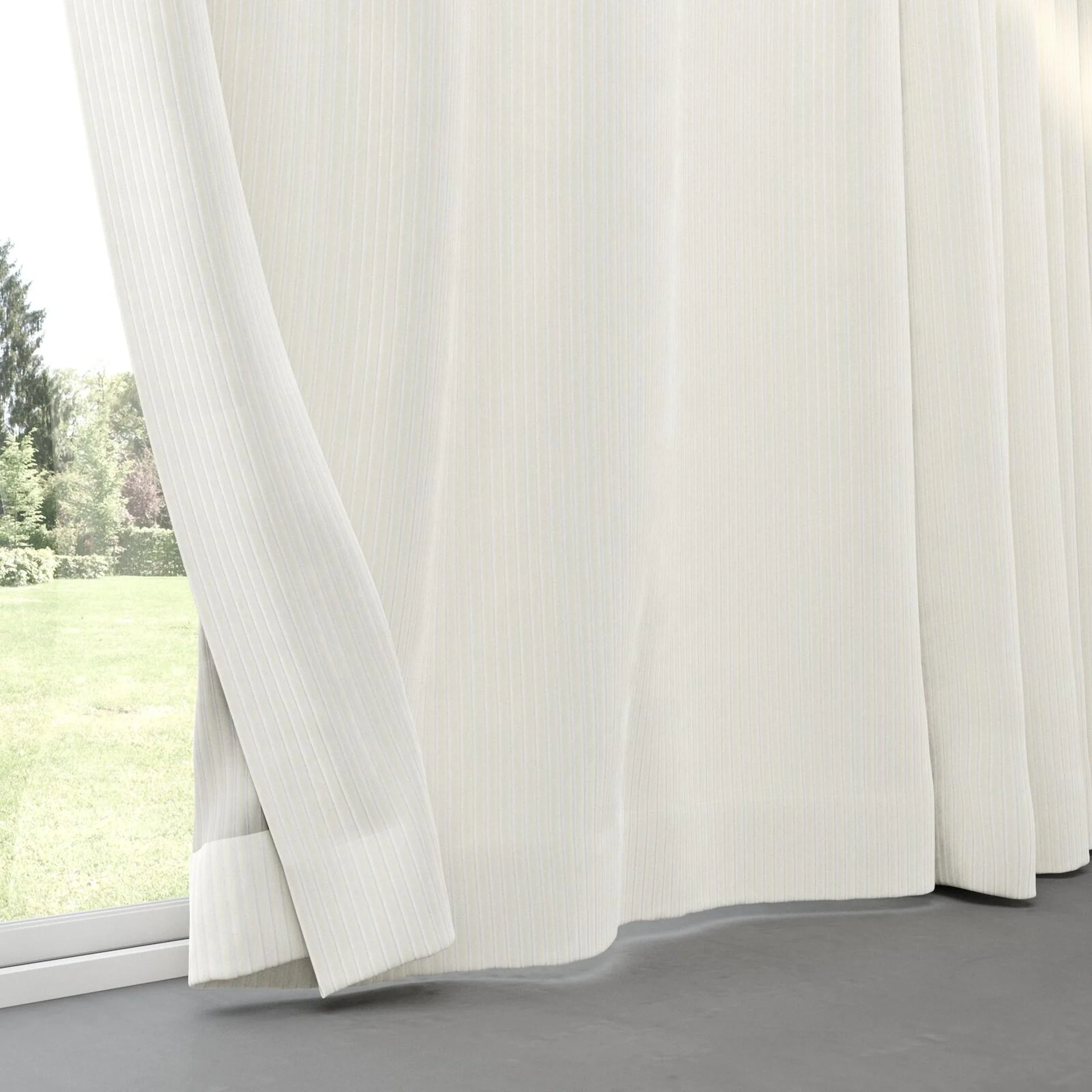 Bottom view of Embrace Cream, pinch pleat