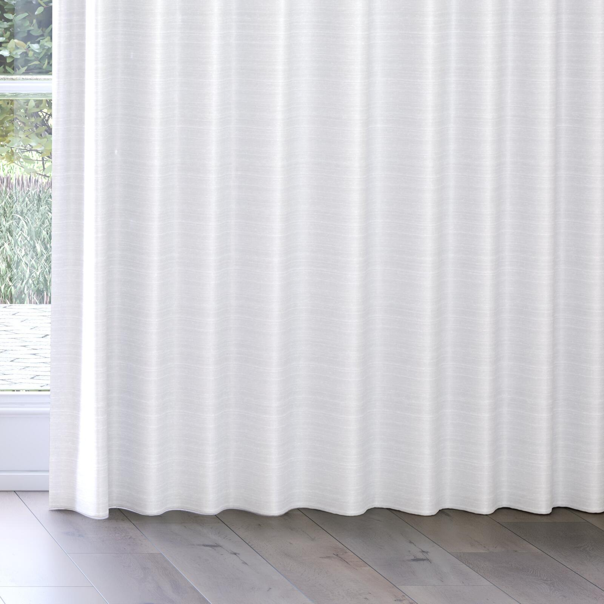 Bottom view of Silky Snow, on curtain rail