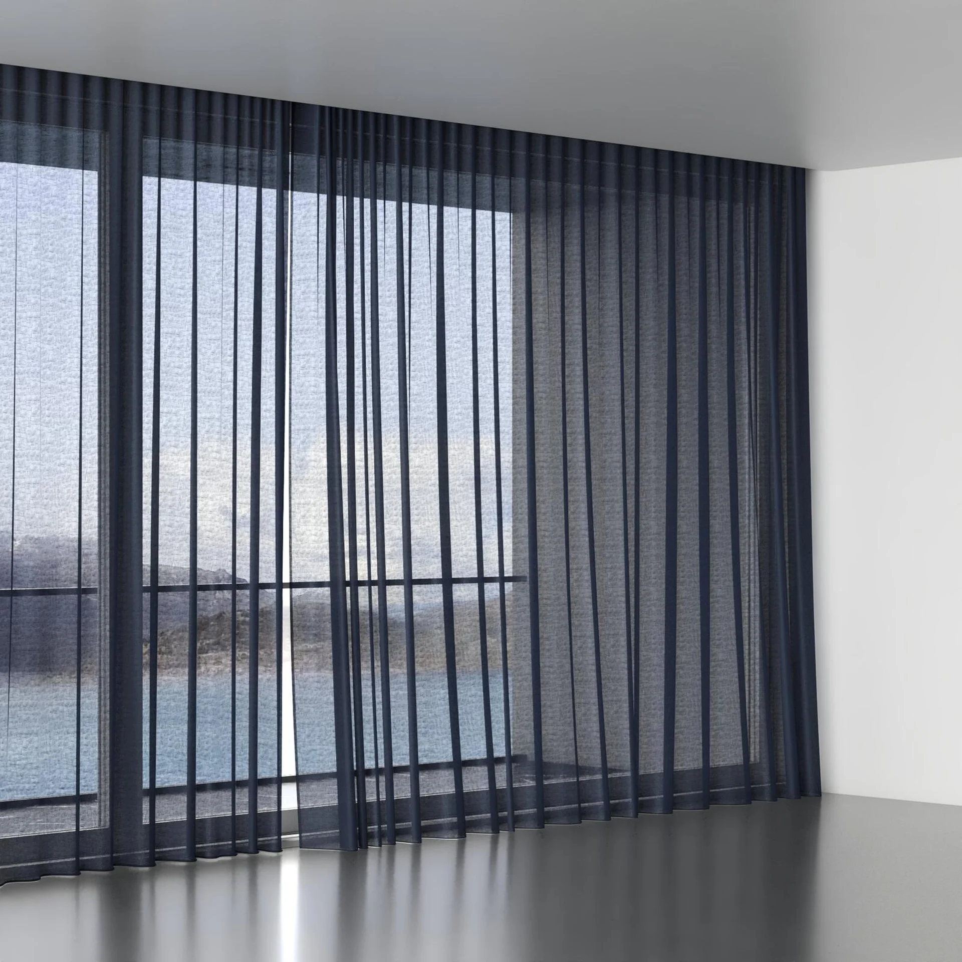 Full view of Reverie Navy, wave pleat