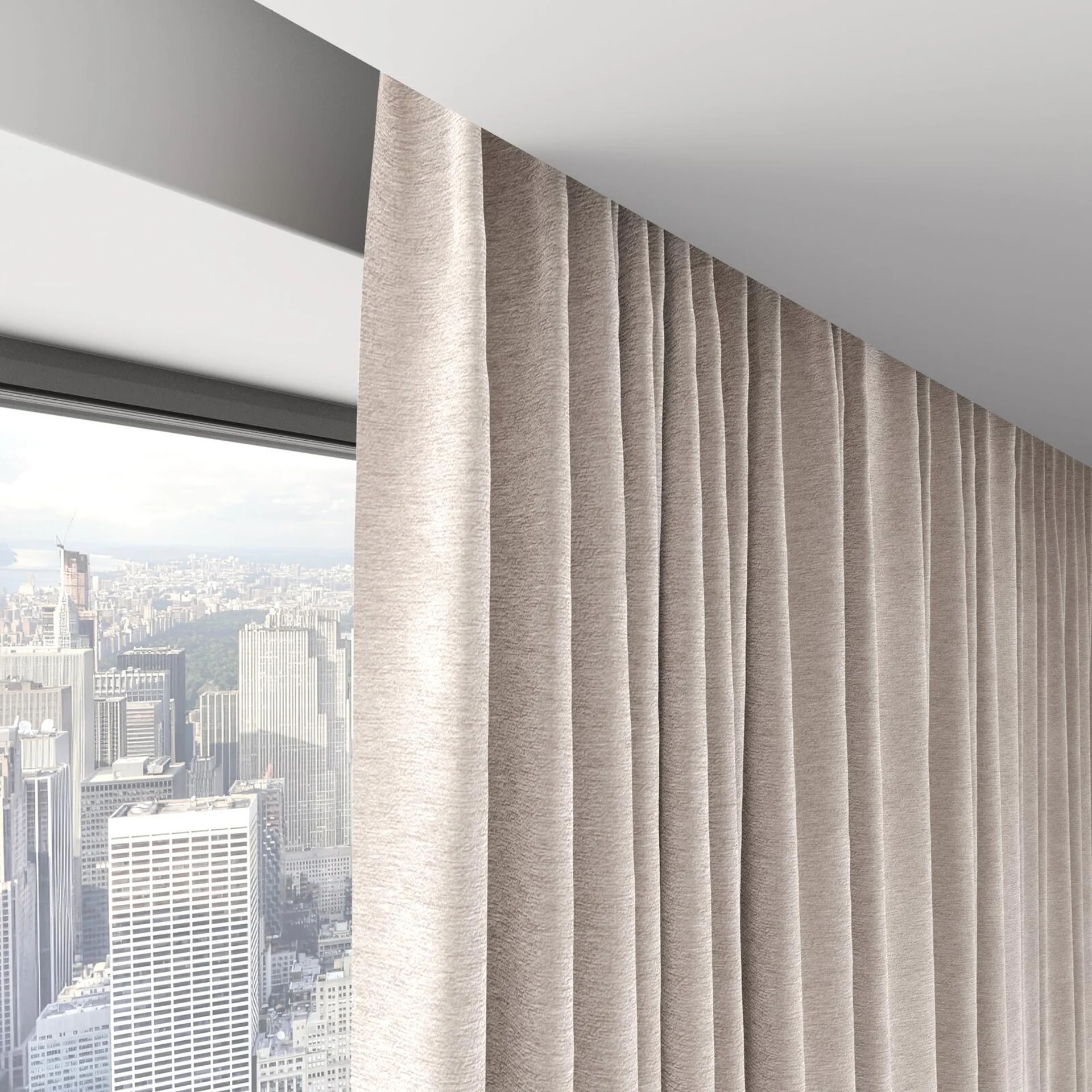 Top view of Geneva Taupe, on hidden rail