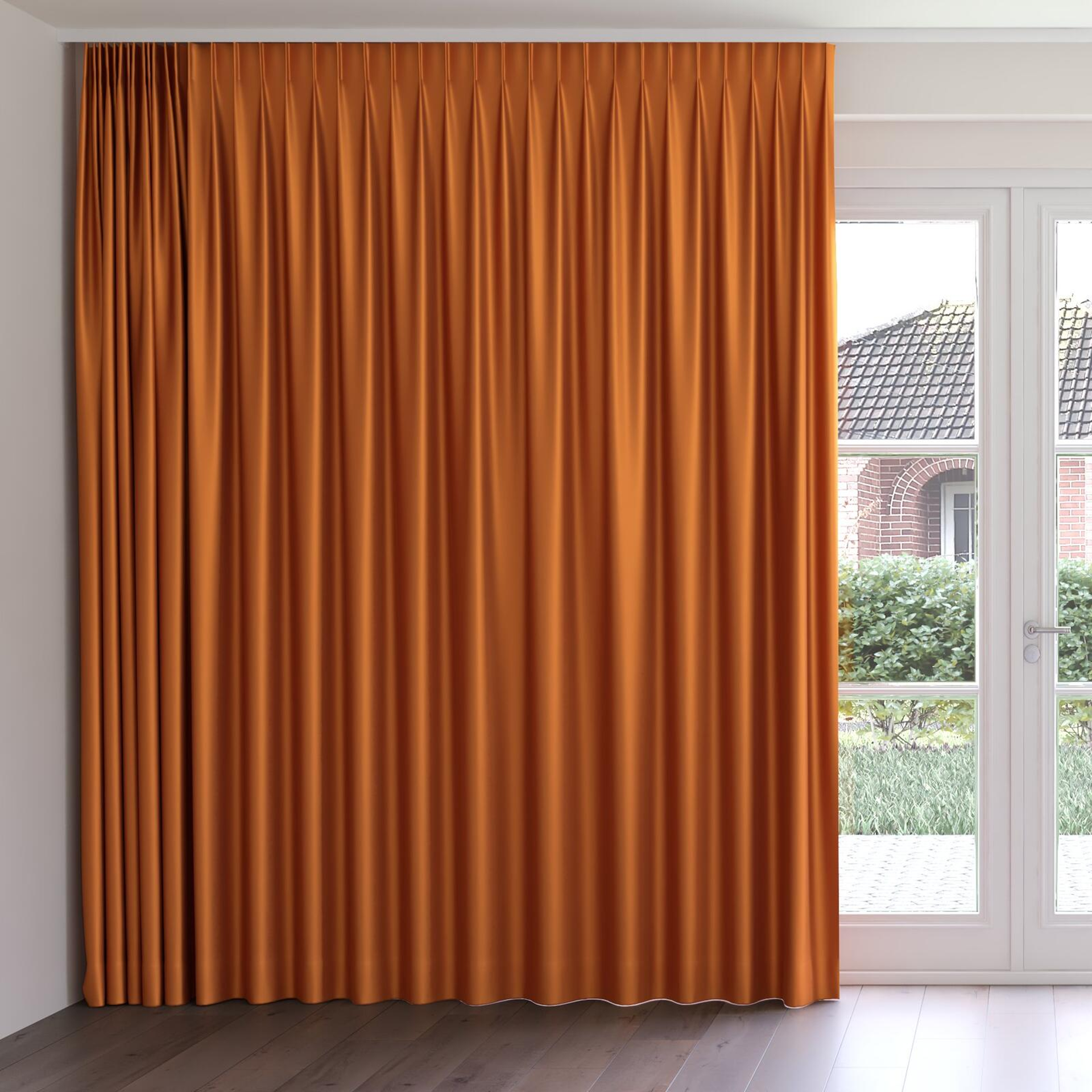 Front view of North Face Paprika, on curtain rail