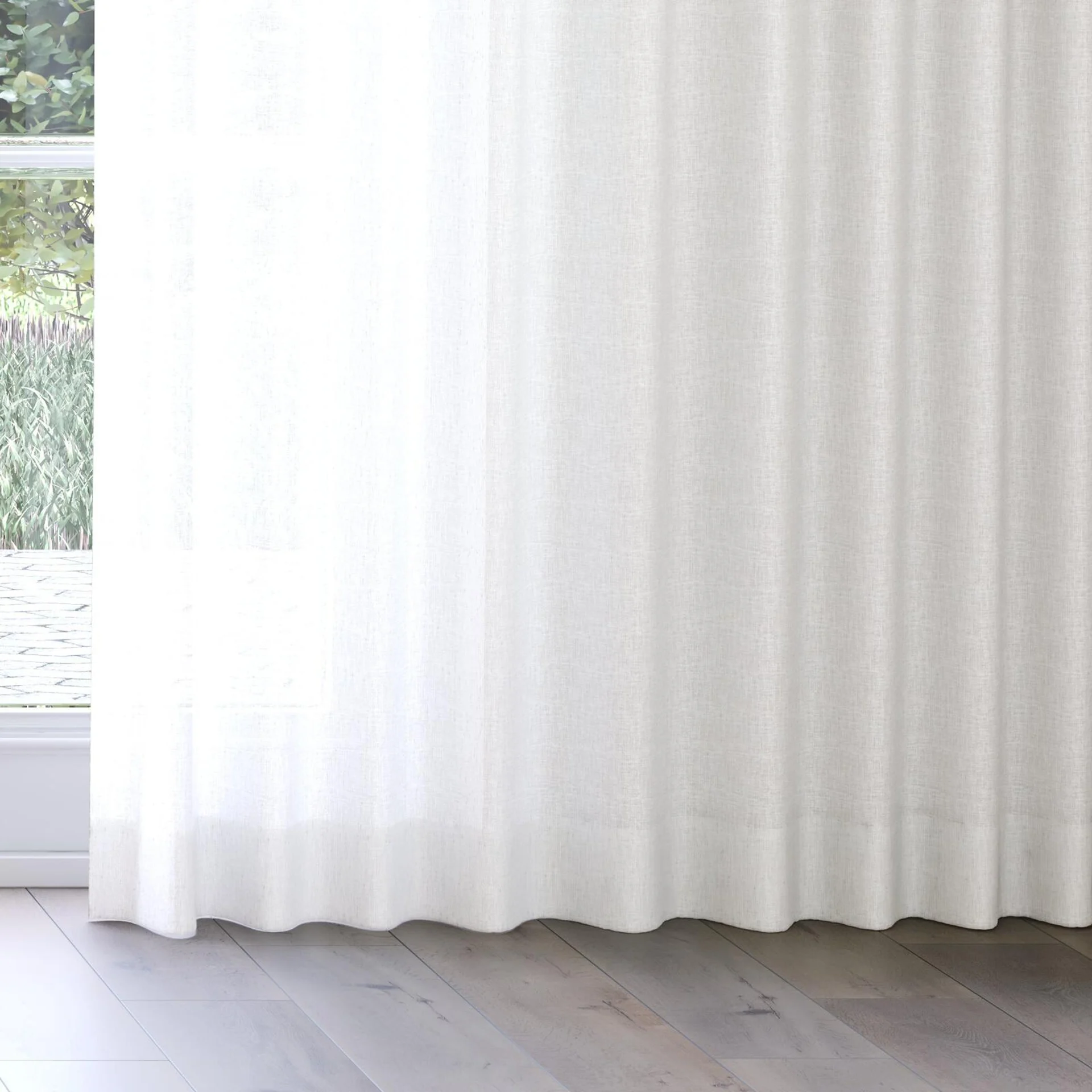Bottom view of Shoji Oyster, on curtain rail