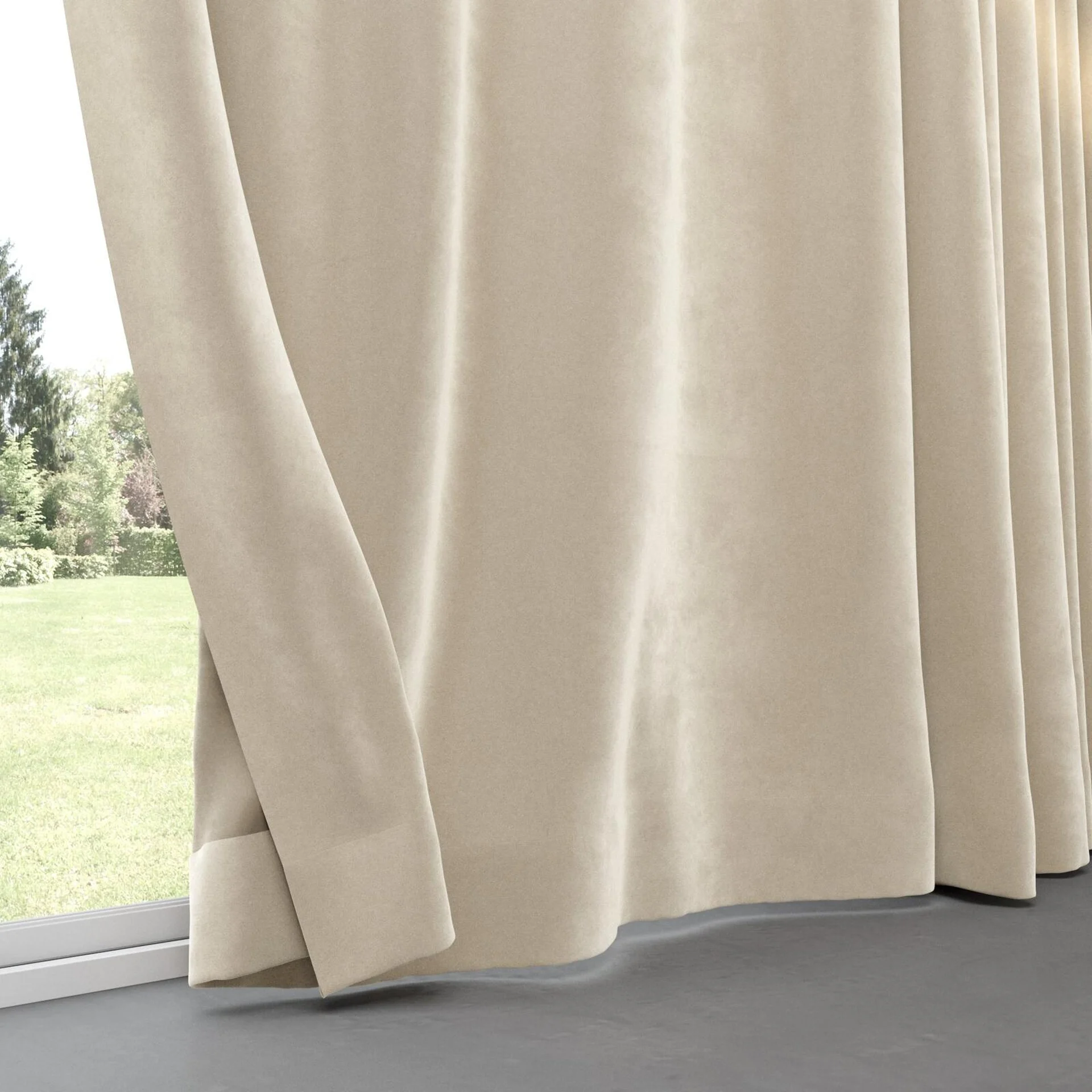 Bottom view of Velvelux Dune, pinch pleat