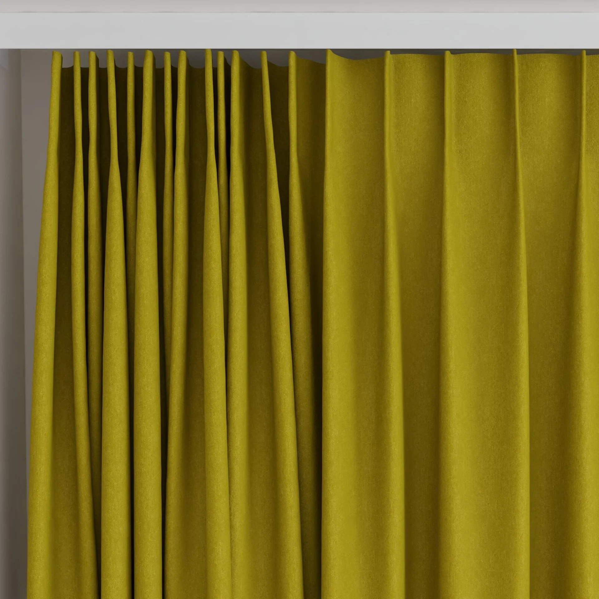 Top view of Luxo Moss, on curtain rail