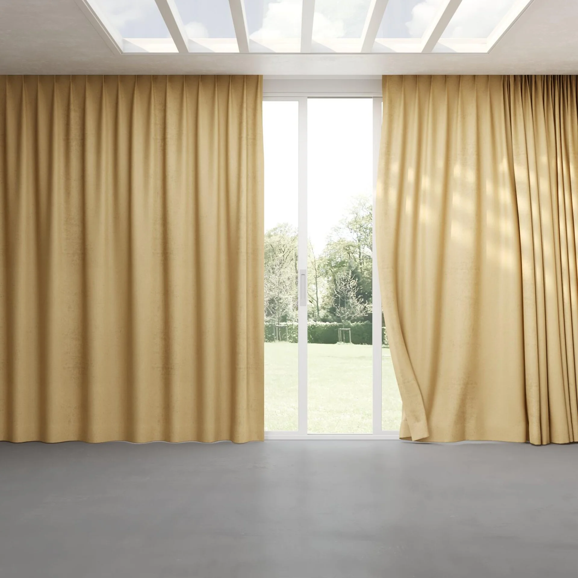 Full view of Lambada Sandshell, pinch pleat