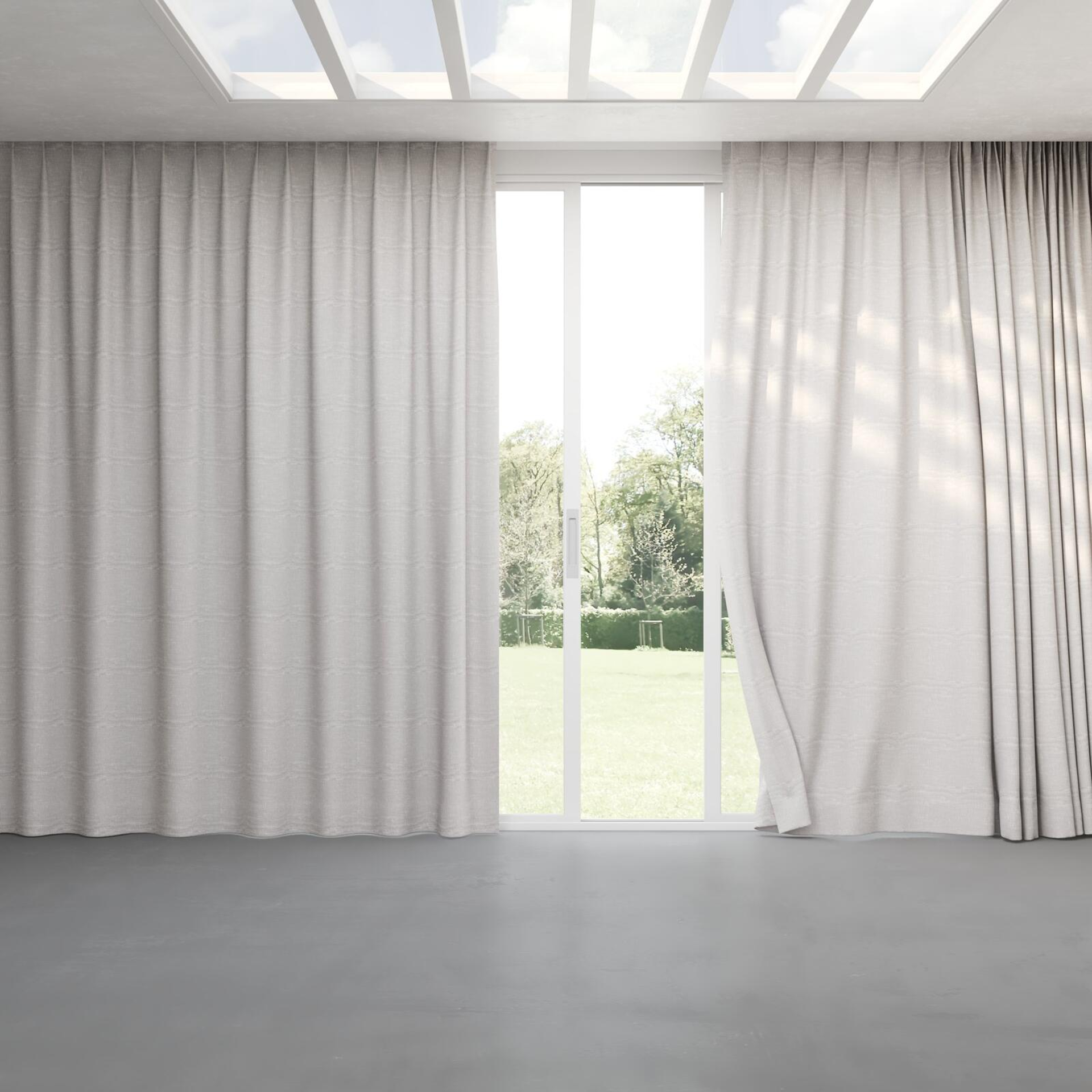 Full view of Artemis Dove, pinch pleat