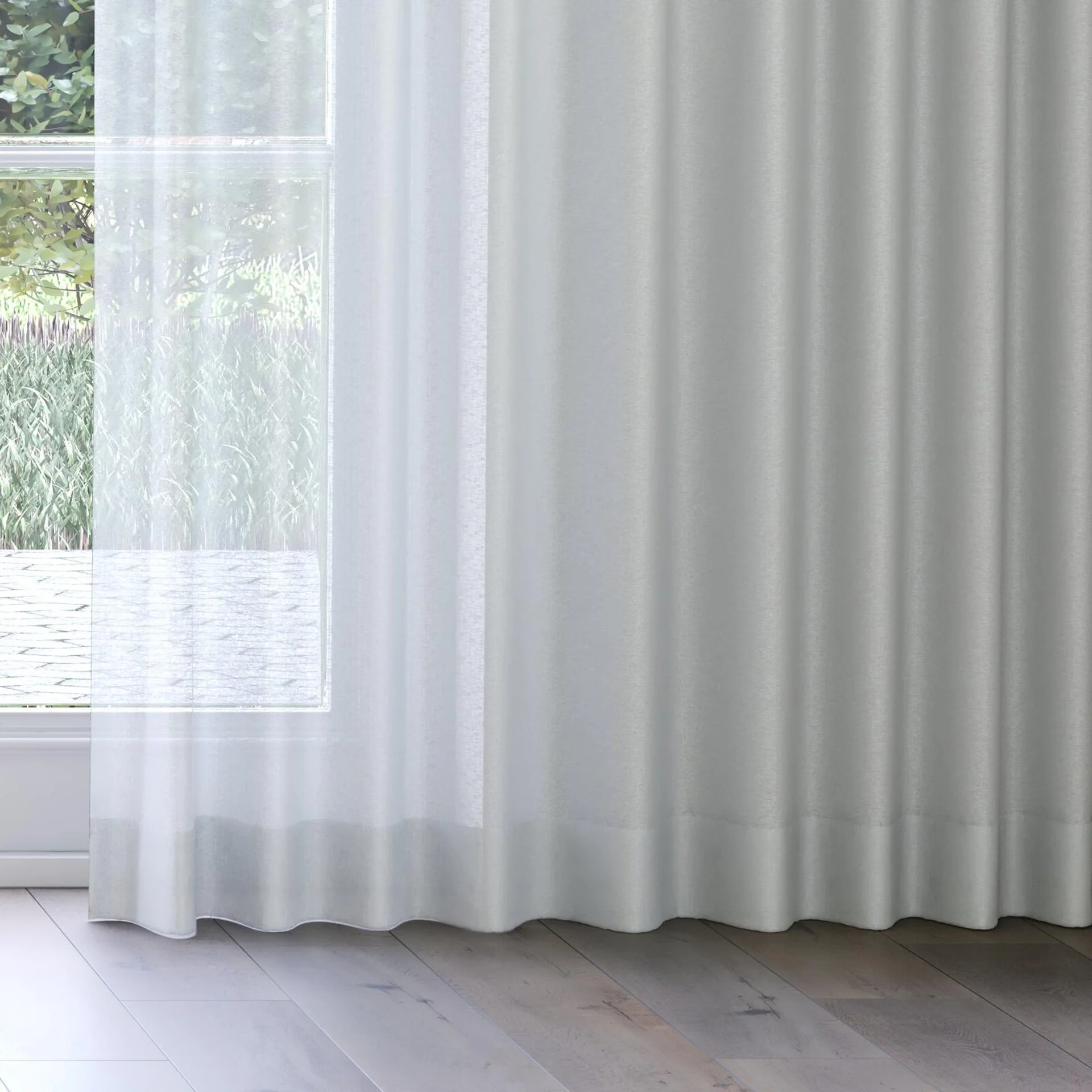 Bottom view of Laconia Air Haze, on curtain rail