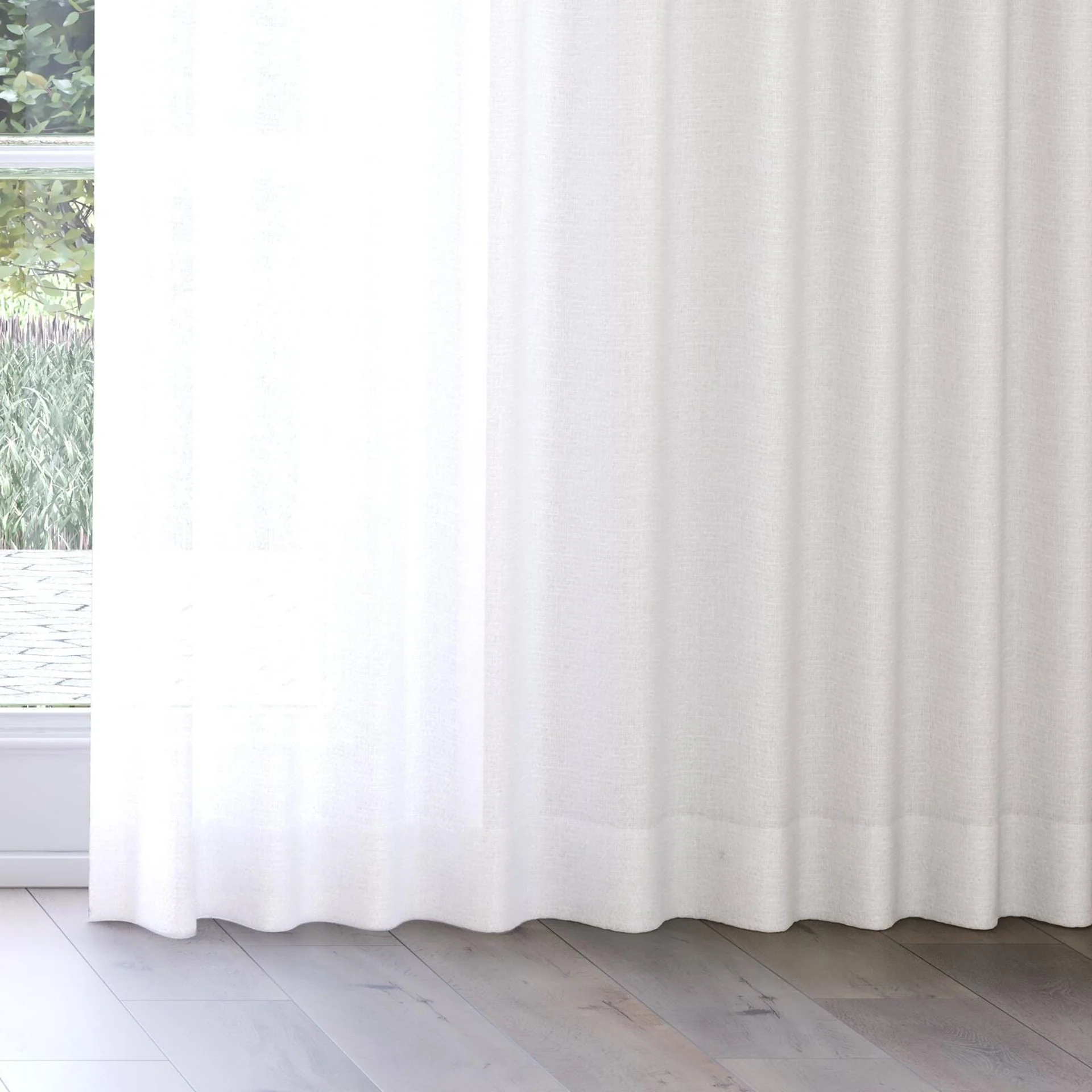 Bottom view of Origami Pearl, on curtain rail