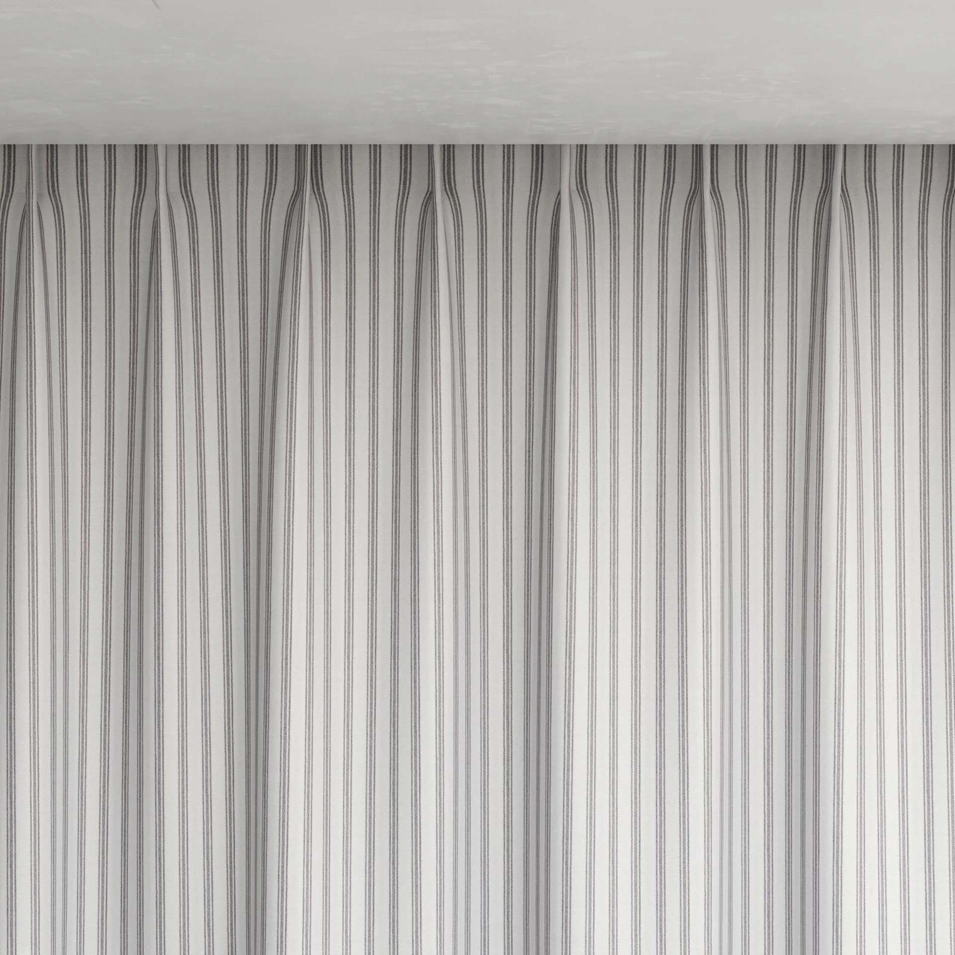 Top view of Chambray Ticking Black, pinch pleat
