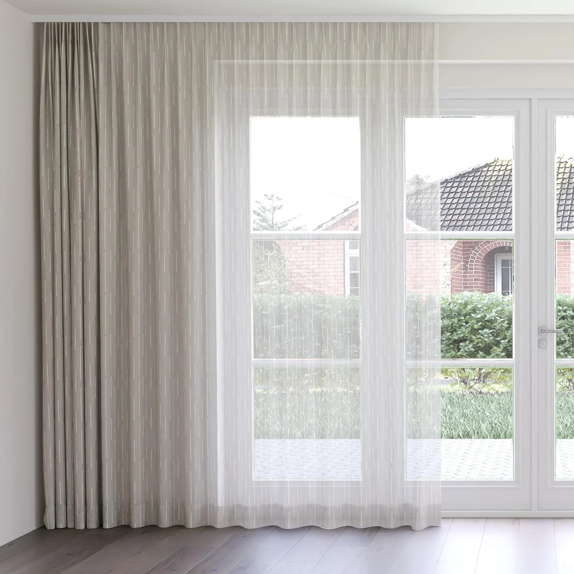 Front view of Salento Linen, on curtain rail