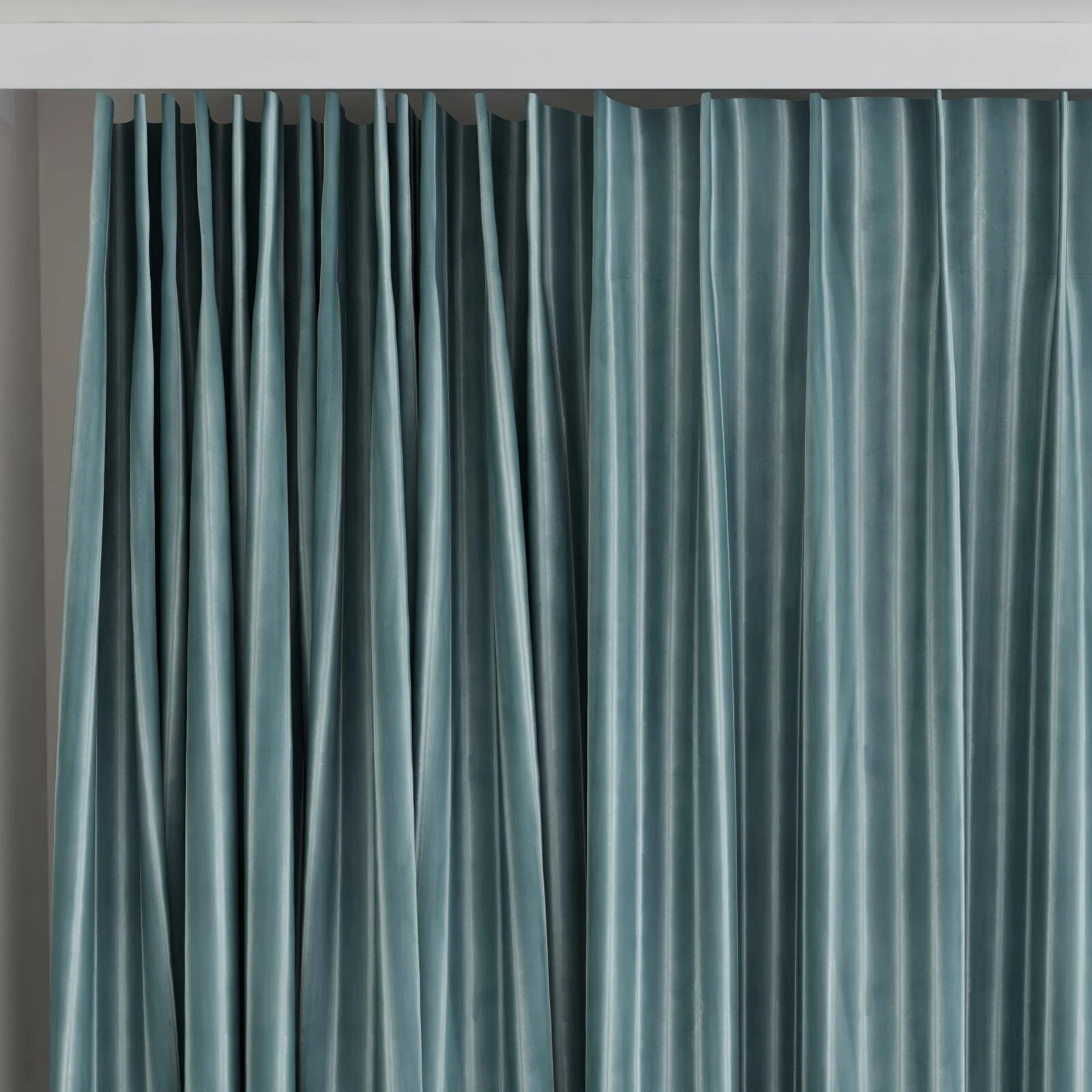 Top view of Cordial Sage, on curtain rail