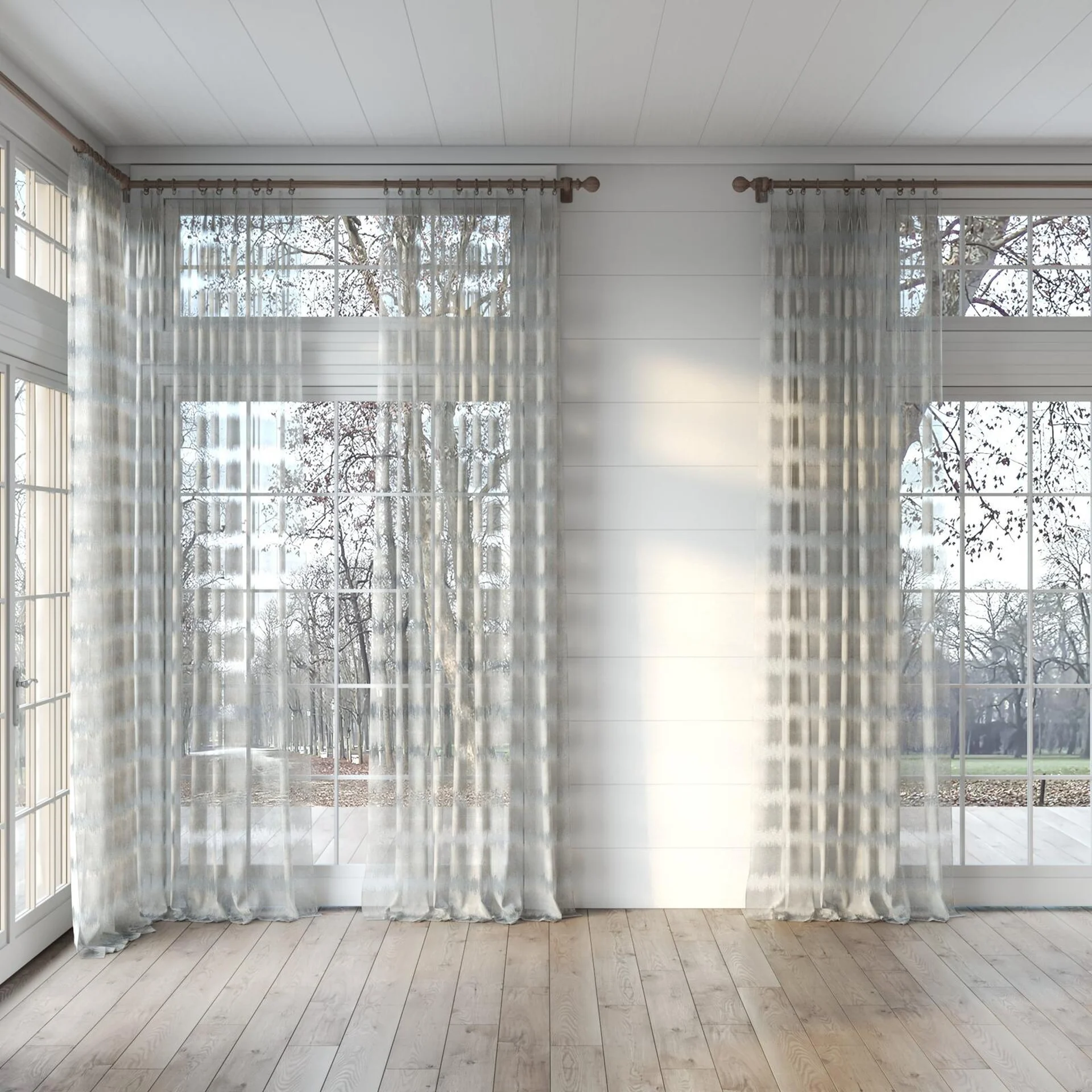 Full view of Speed Plaza, puddled, on curtain rod