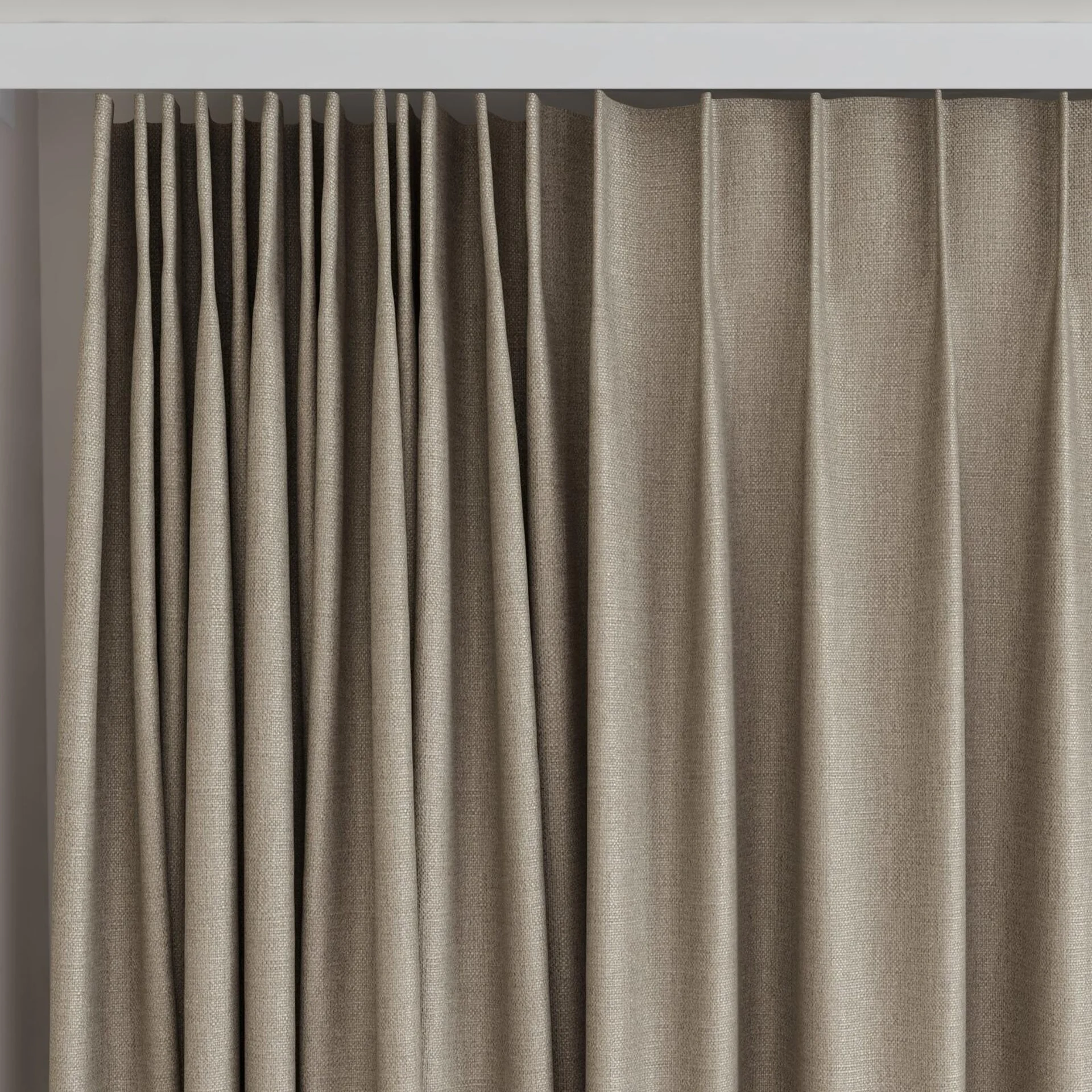 Top view of Gent Hazelnut, on curtain rail