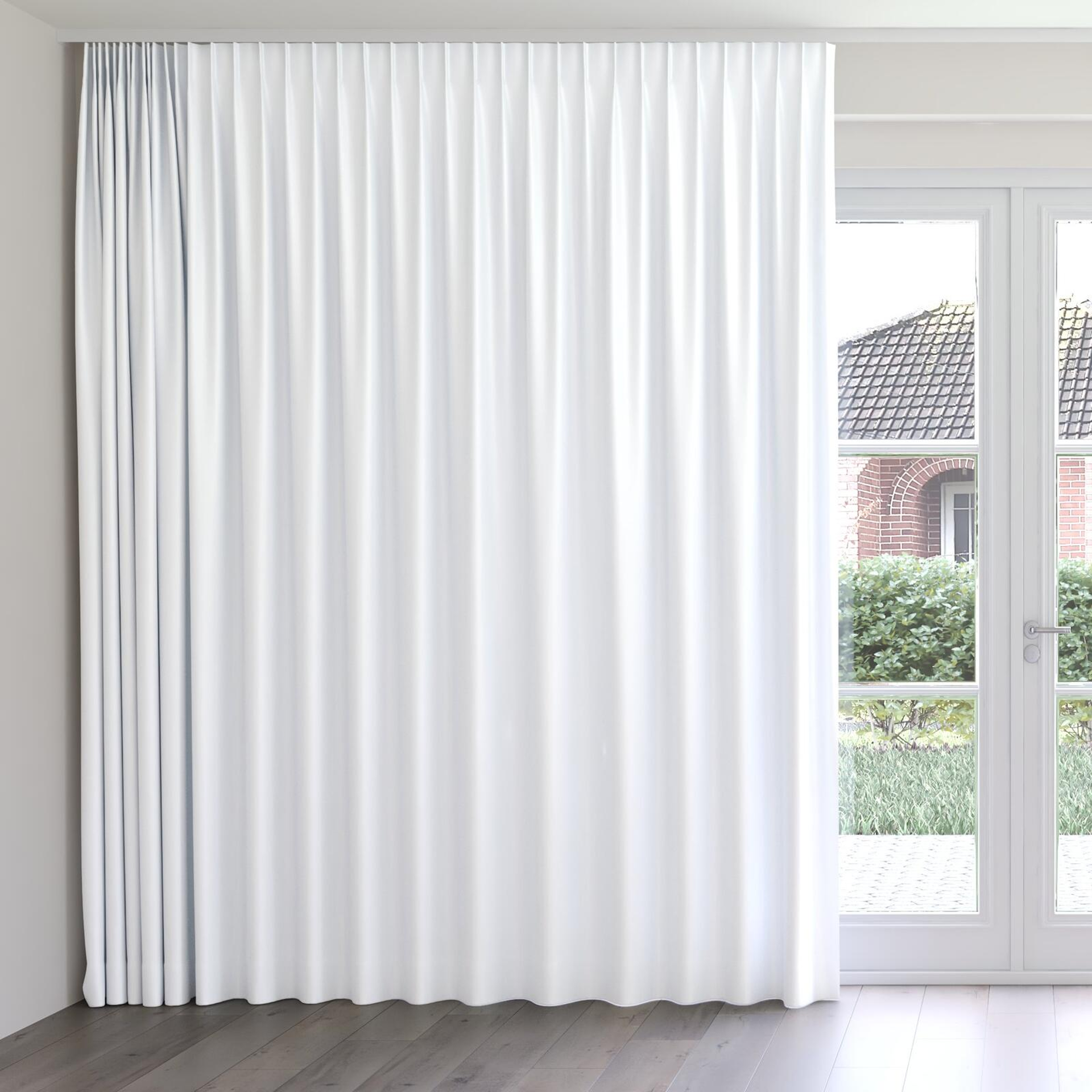 Front view of Stallion 2 UC White, on curtain rail