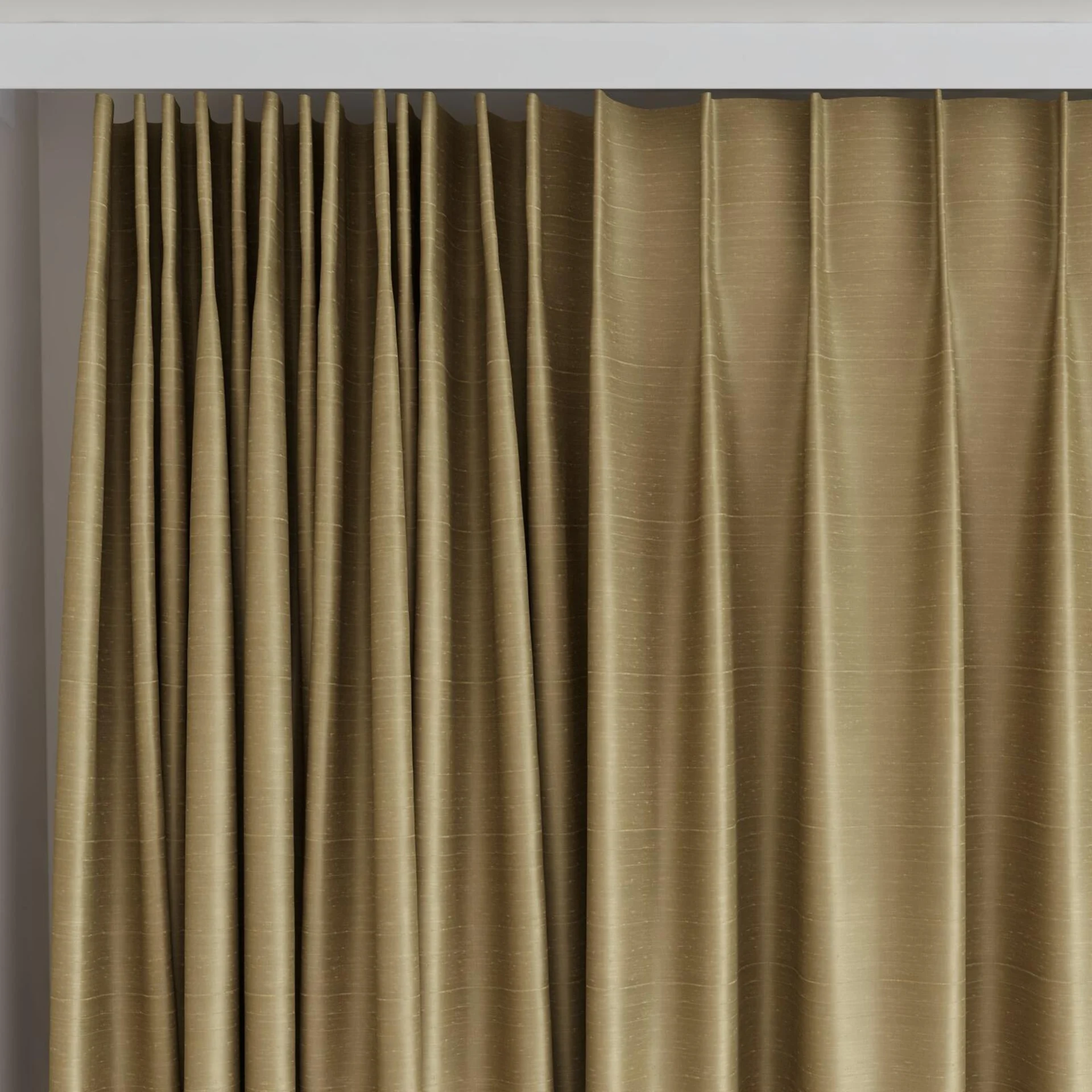 Top view of Silky Bronze, on curtain rail