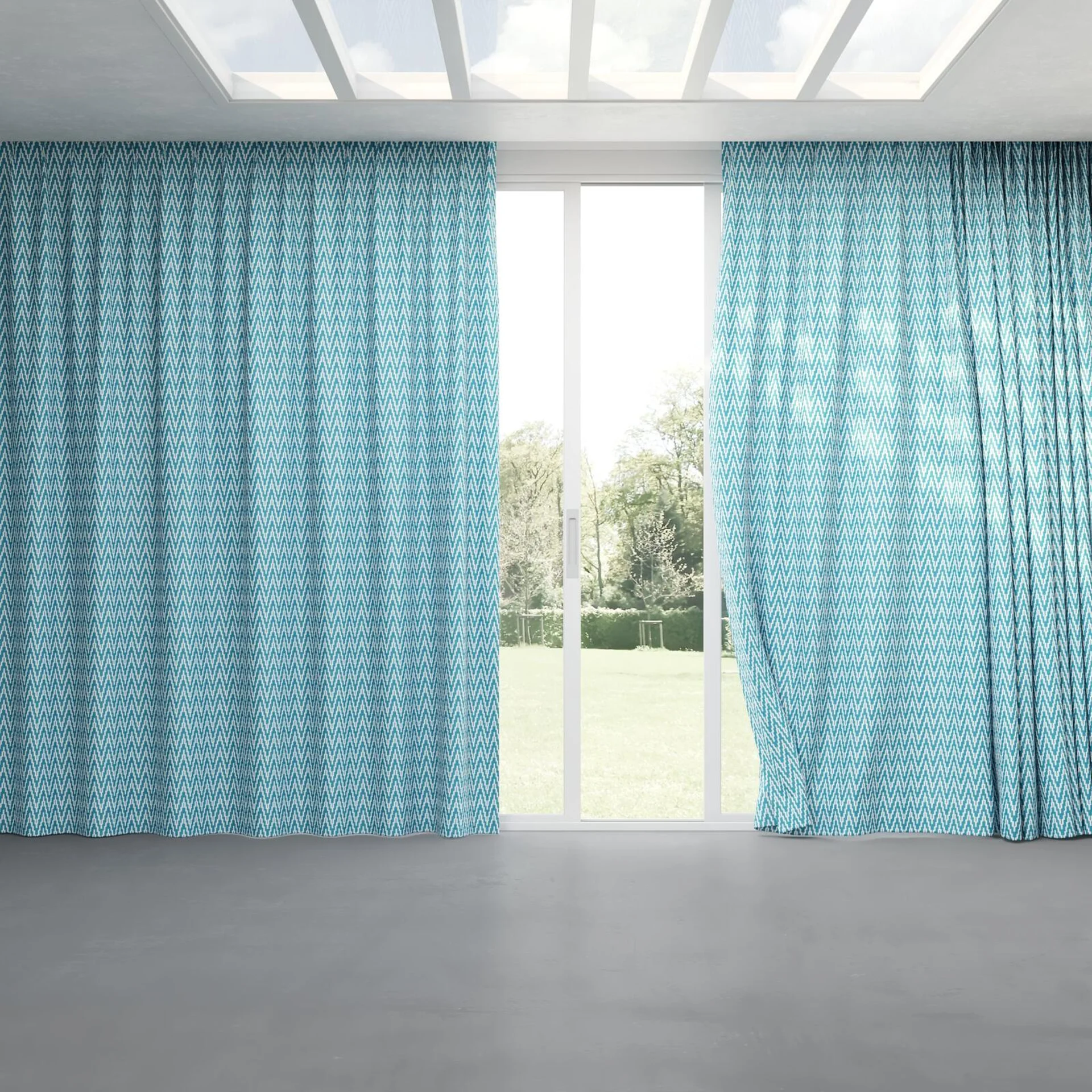 Full view of Running Hydro, pinch pleat