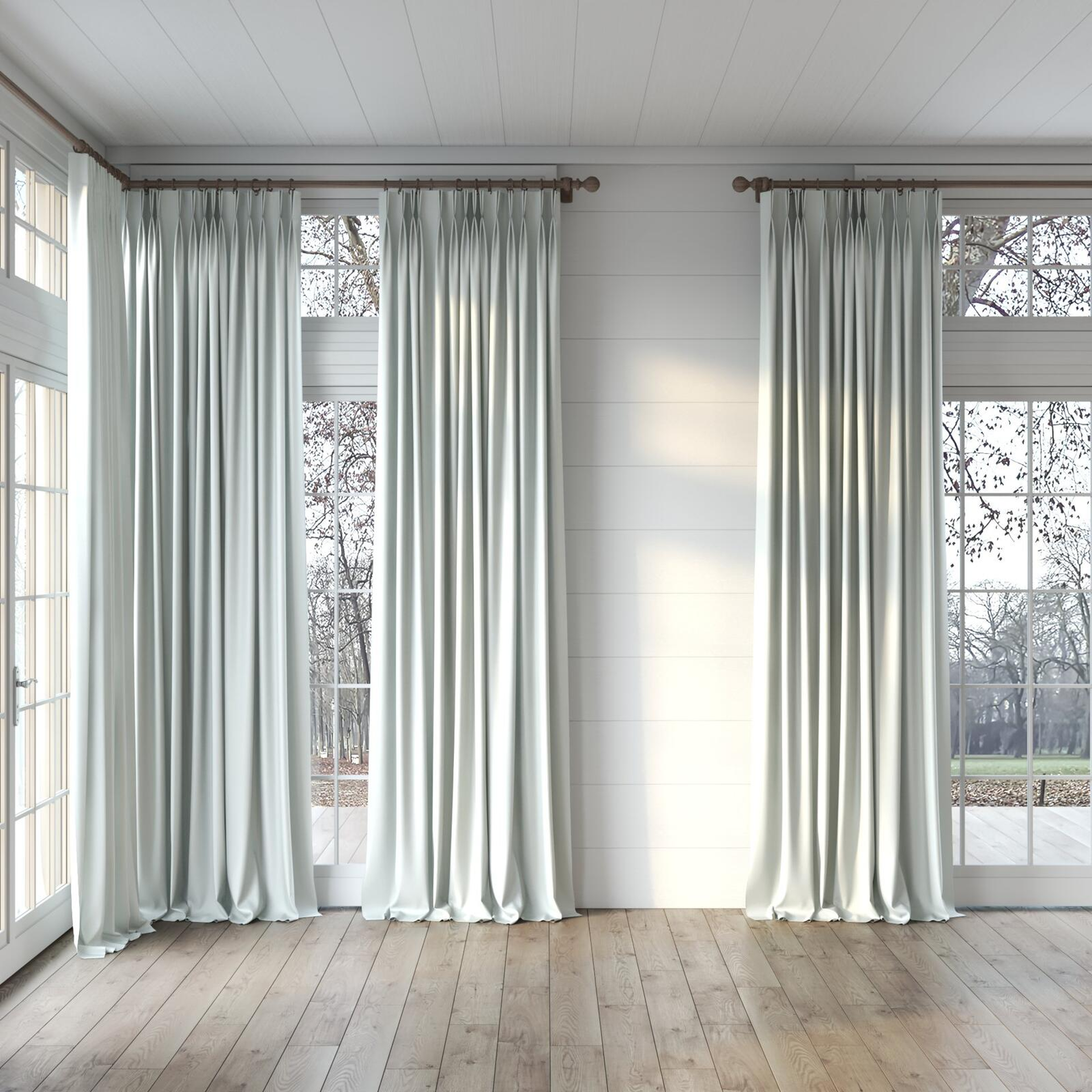 Full view of Kidglove Limestone, puddled, on curtain rod