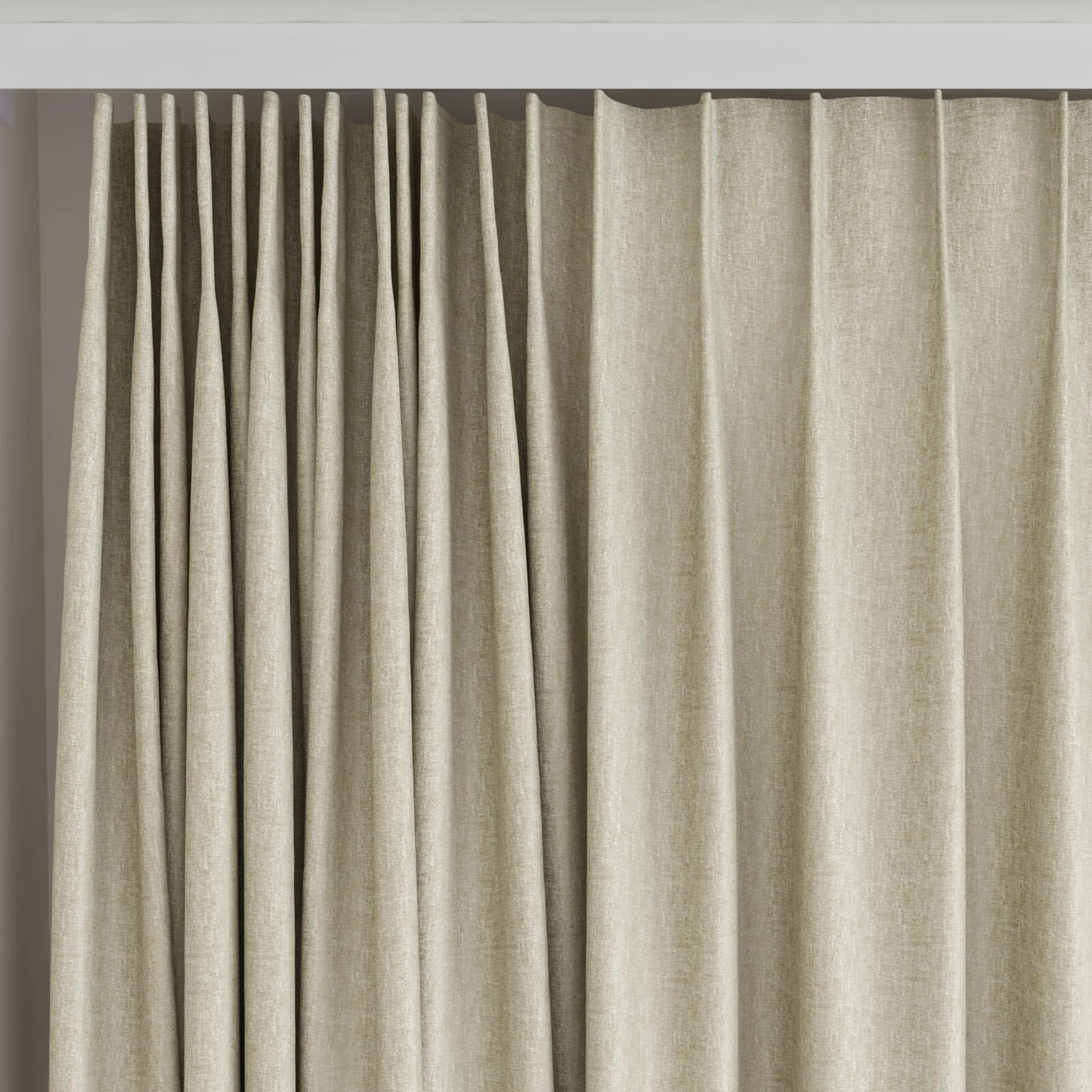 Top view of Rewind Linen, on curtain rail