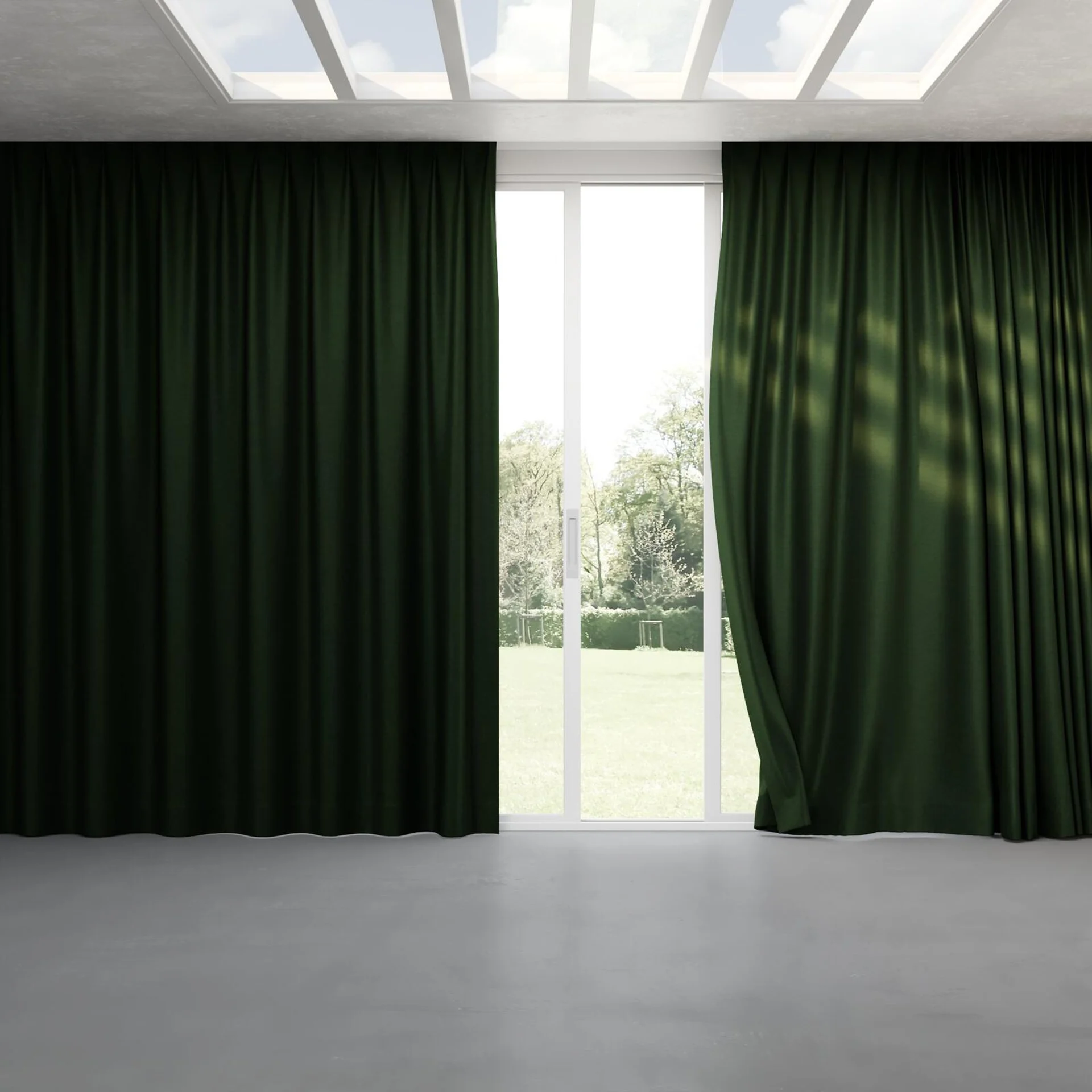 Full view of Drama Camouflage, pinch pleat