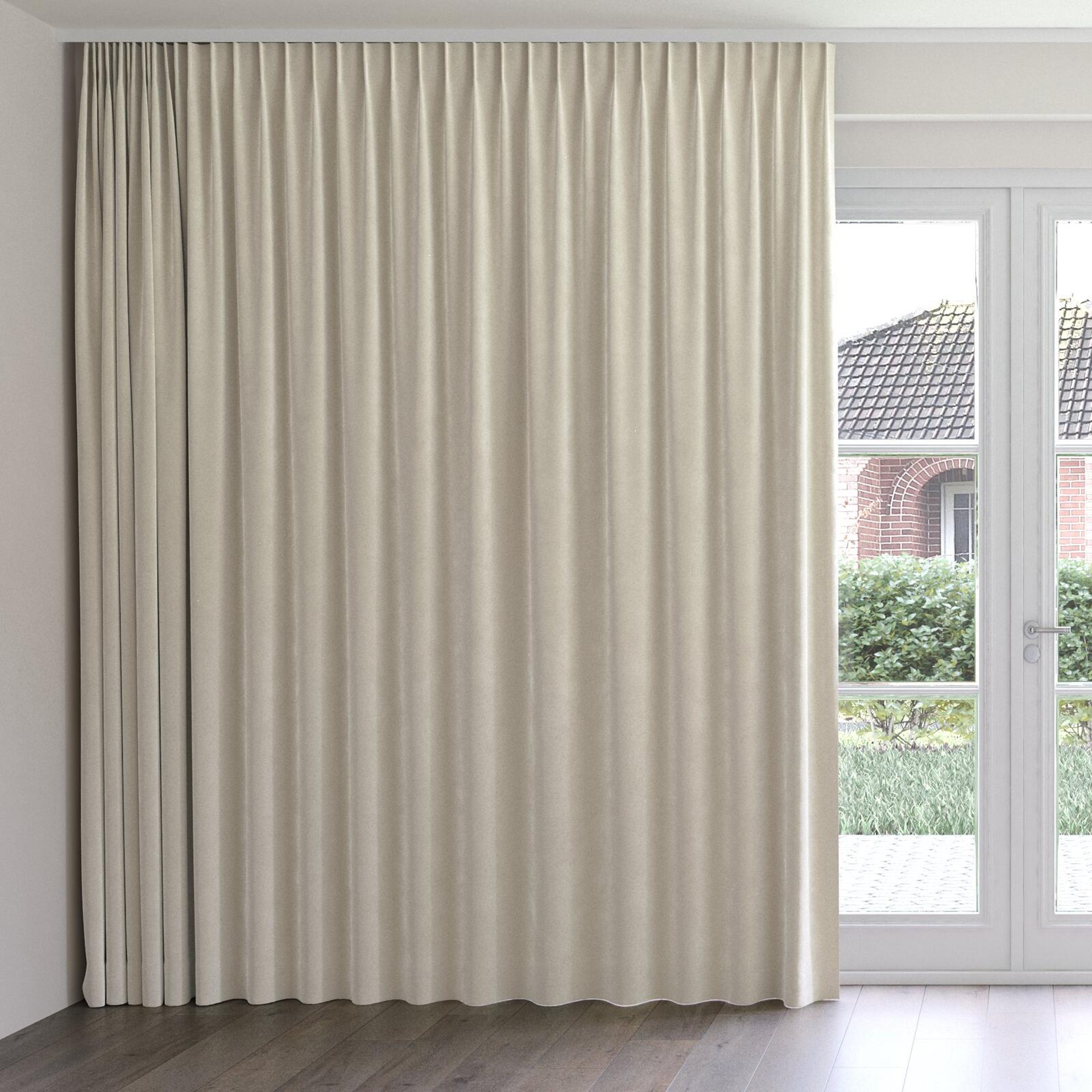Front view of Moon Ivory, on curtain rail