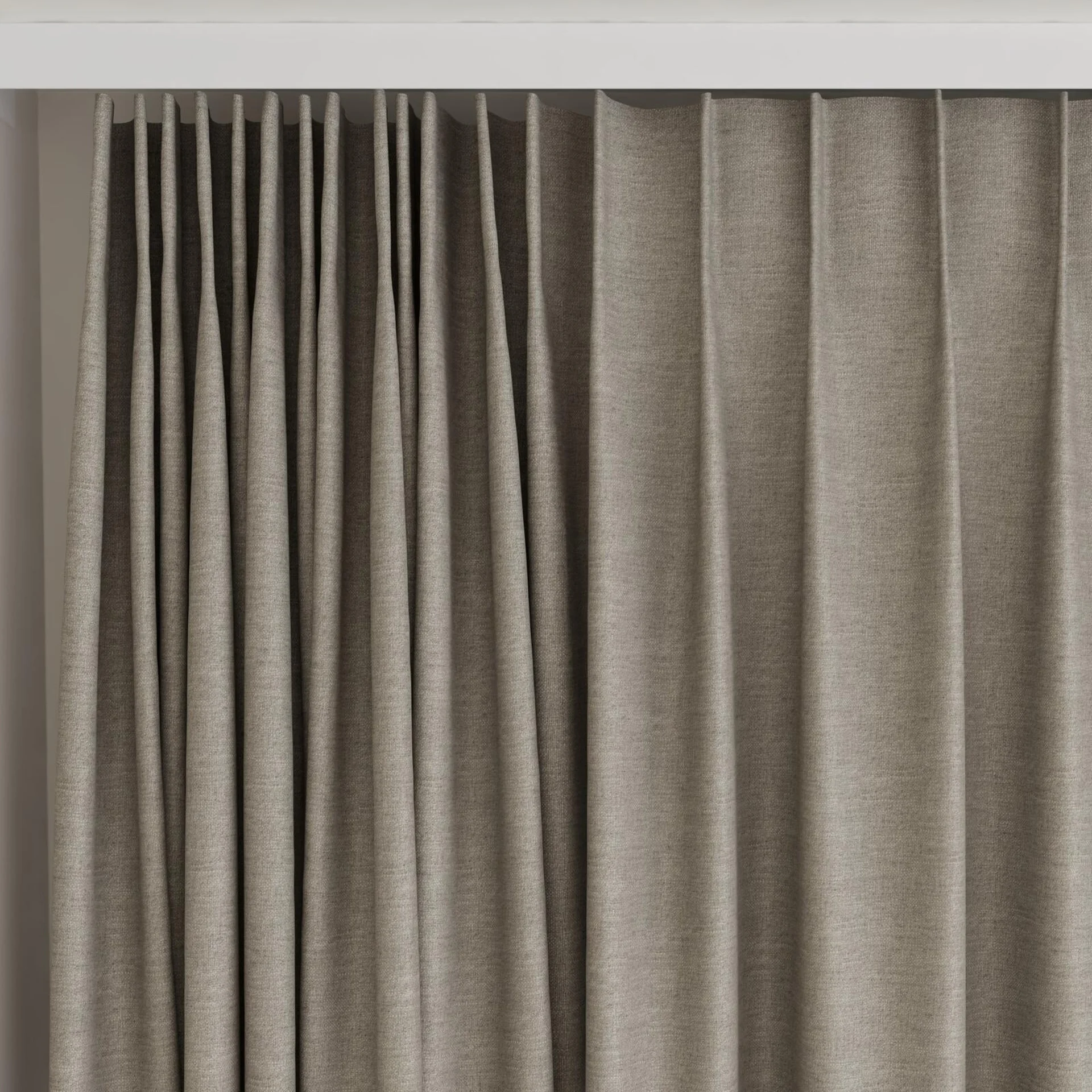 Top view of Casual Truffle, on curtain rail