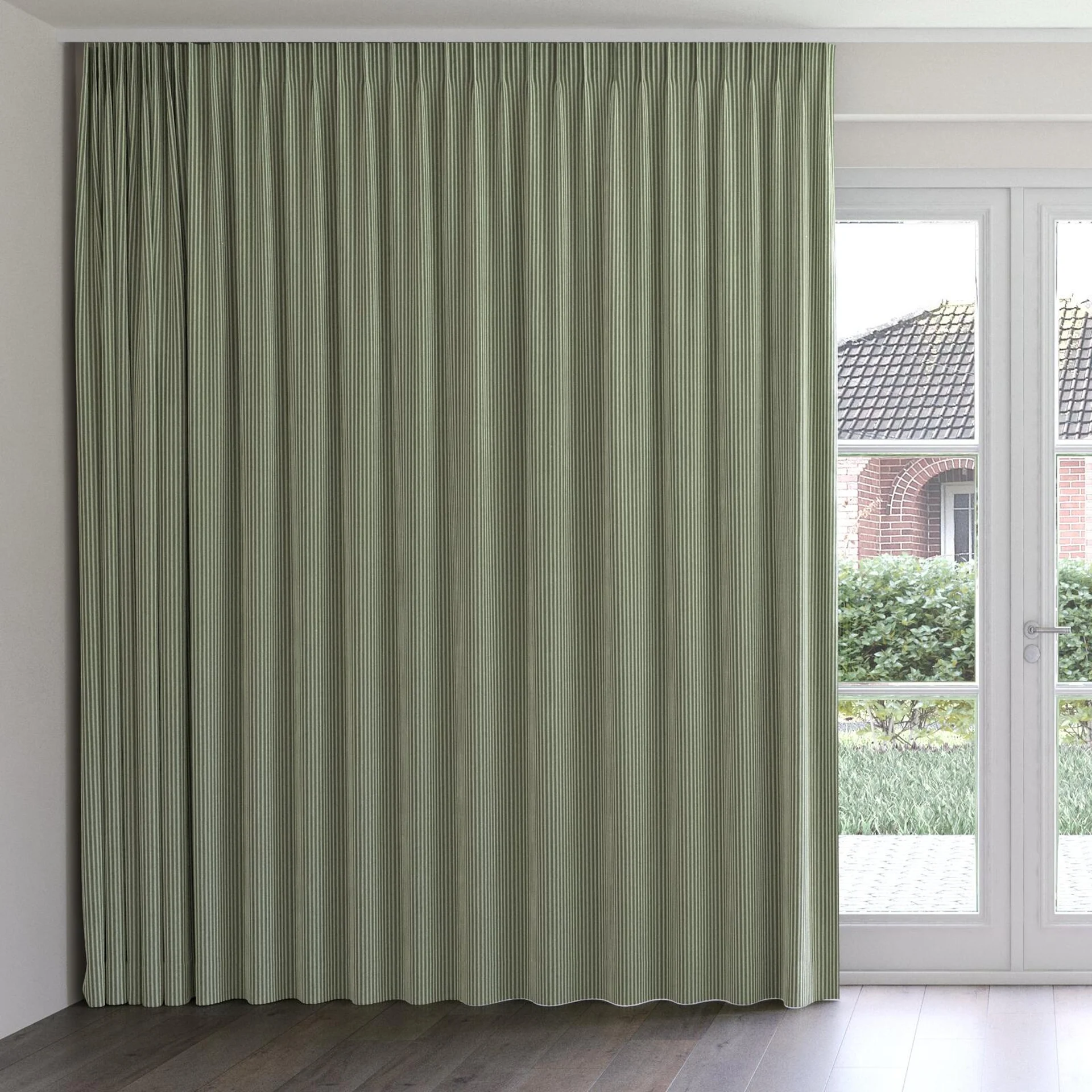 Front view of Embrace Linden, on curtain rail