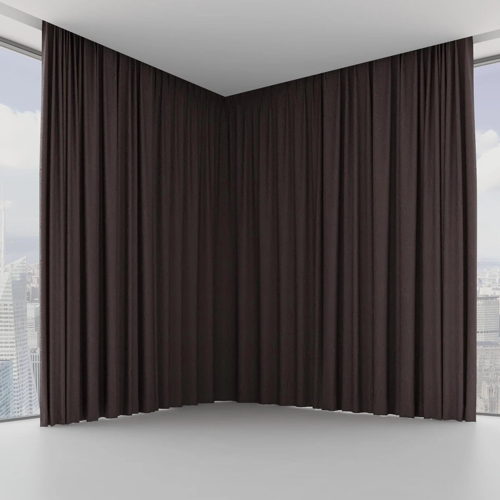 Front view of Gosh Aubergine, on hidden rail
