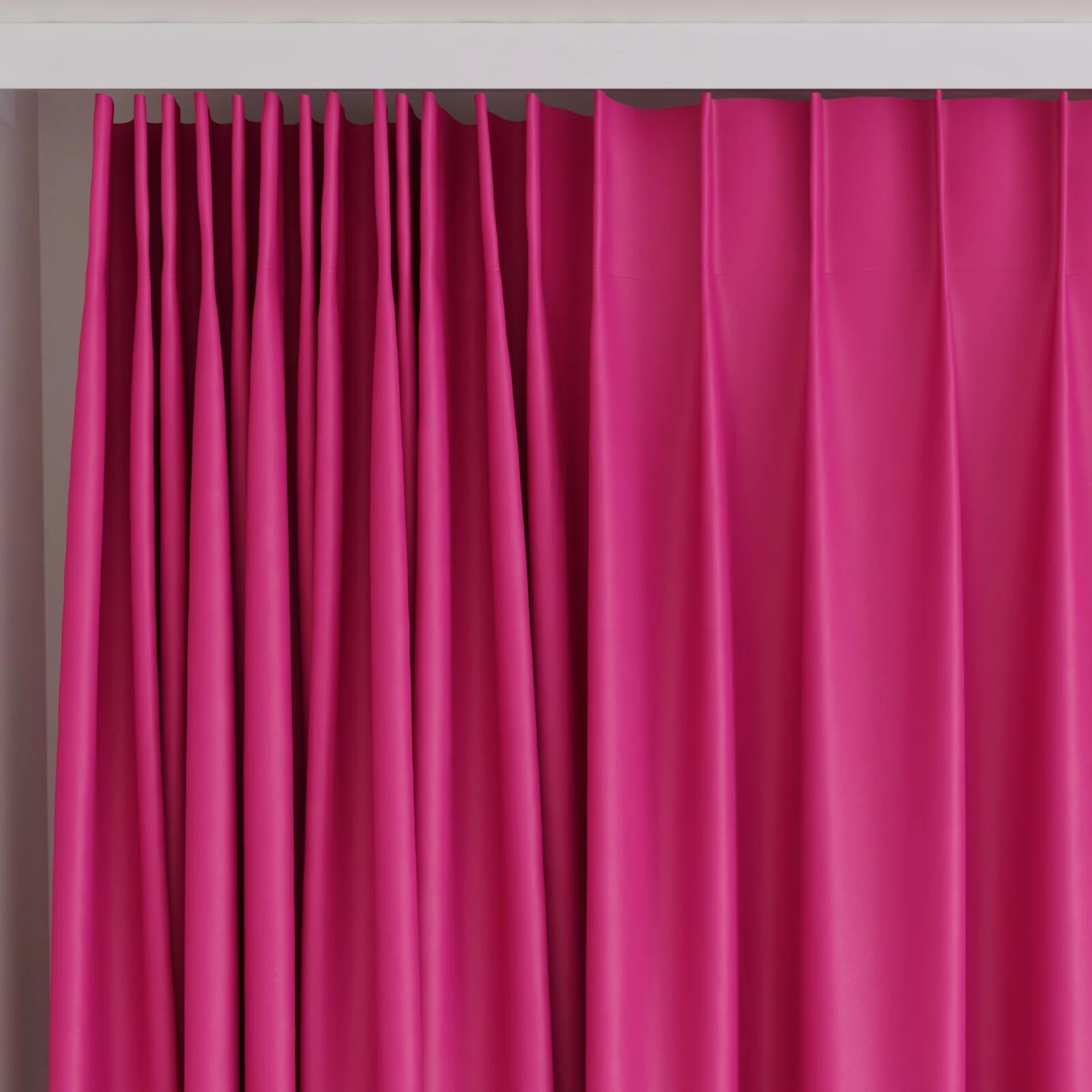 Top view of Ultra Dim Magenta, on curtain rail