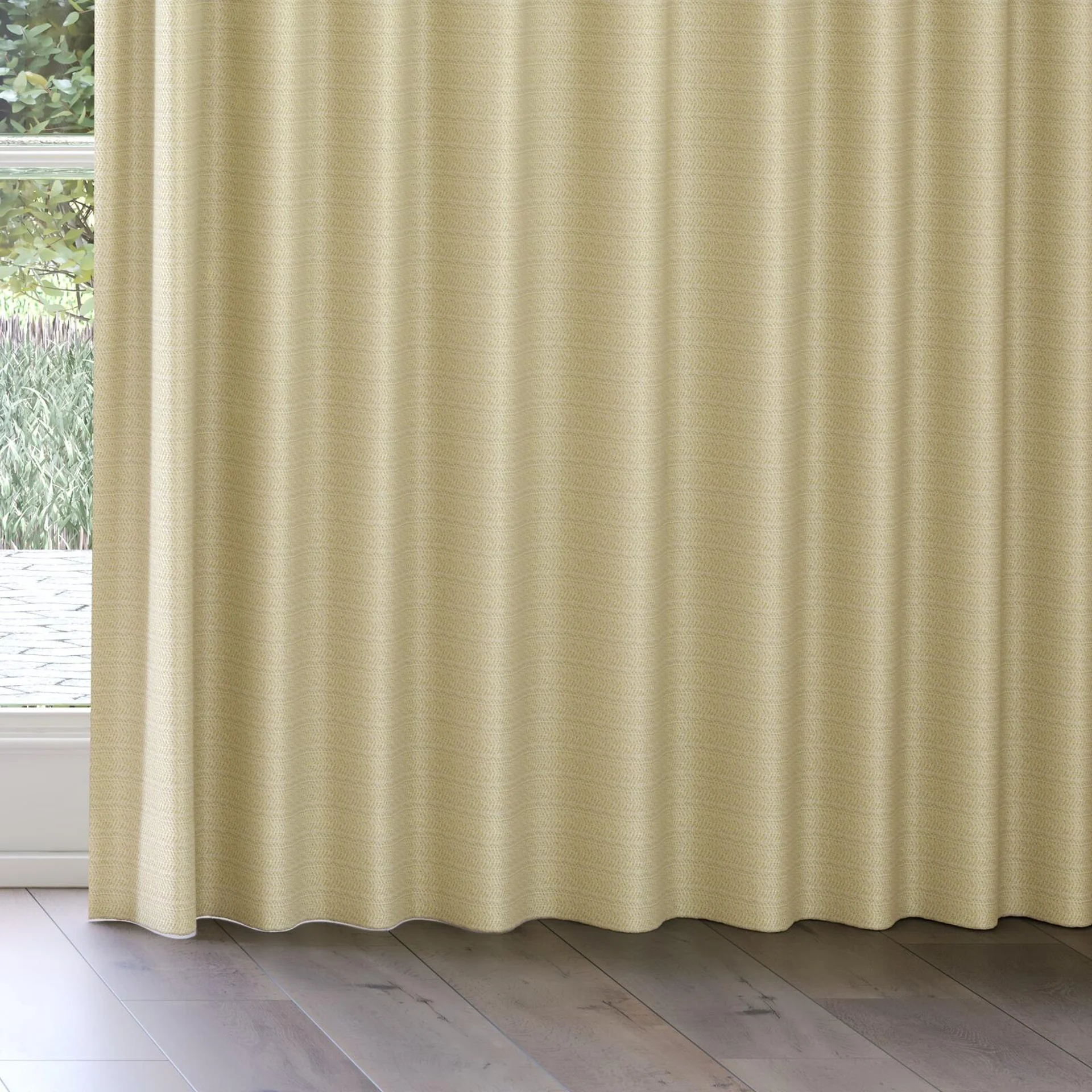Bottom view of Kaomoji Lemon, on curtain rail