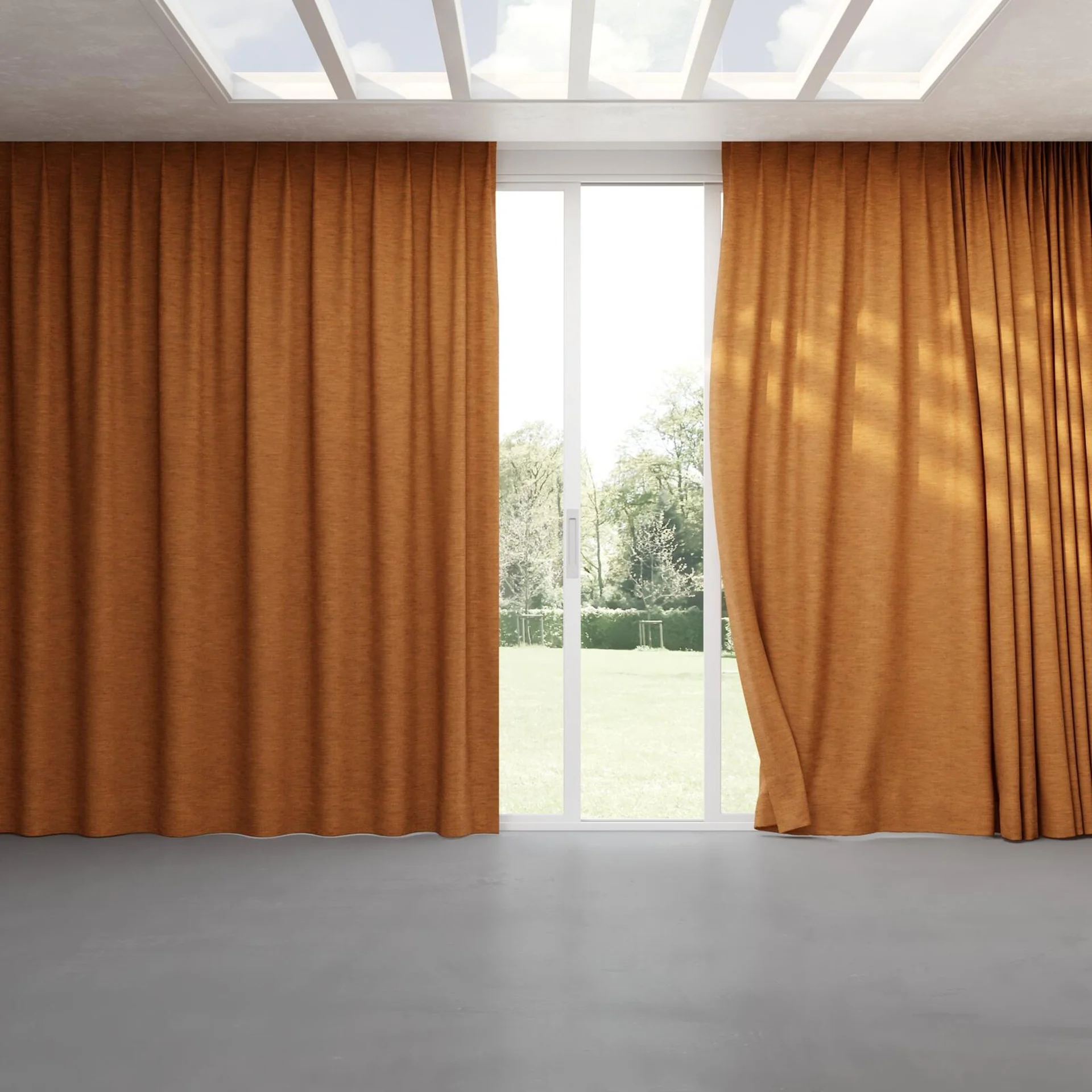 Full view of Venus Autumn, pinch pleat