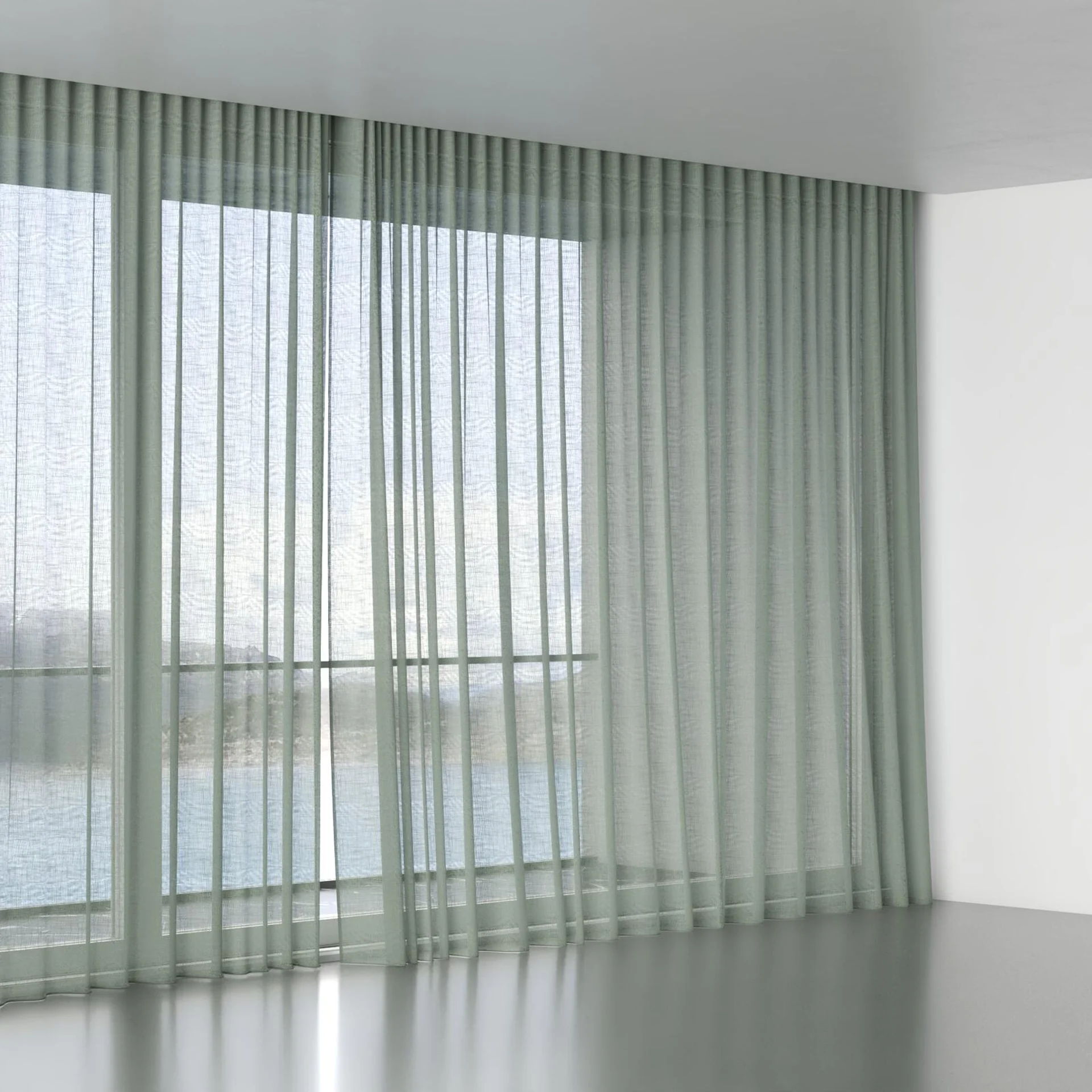 Full view of Verdant Sage, wave pleat