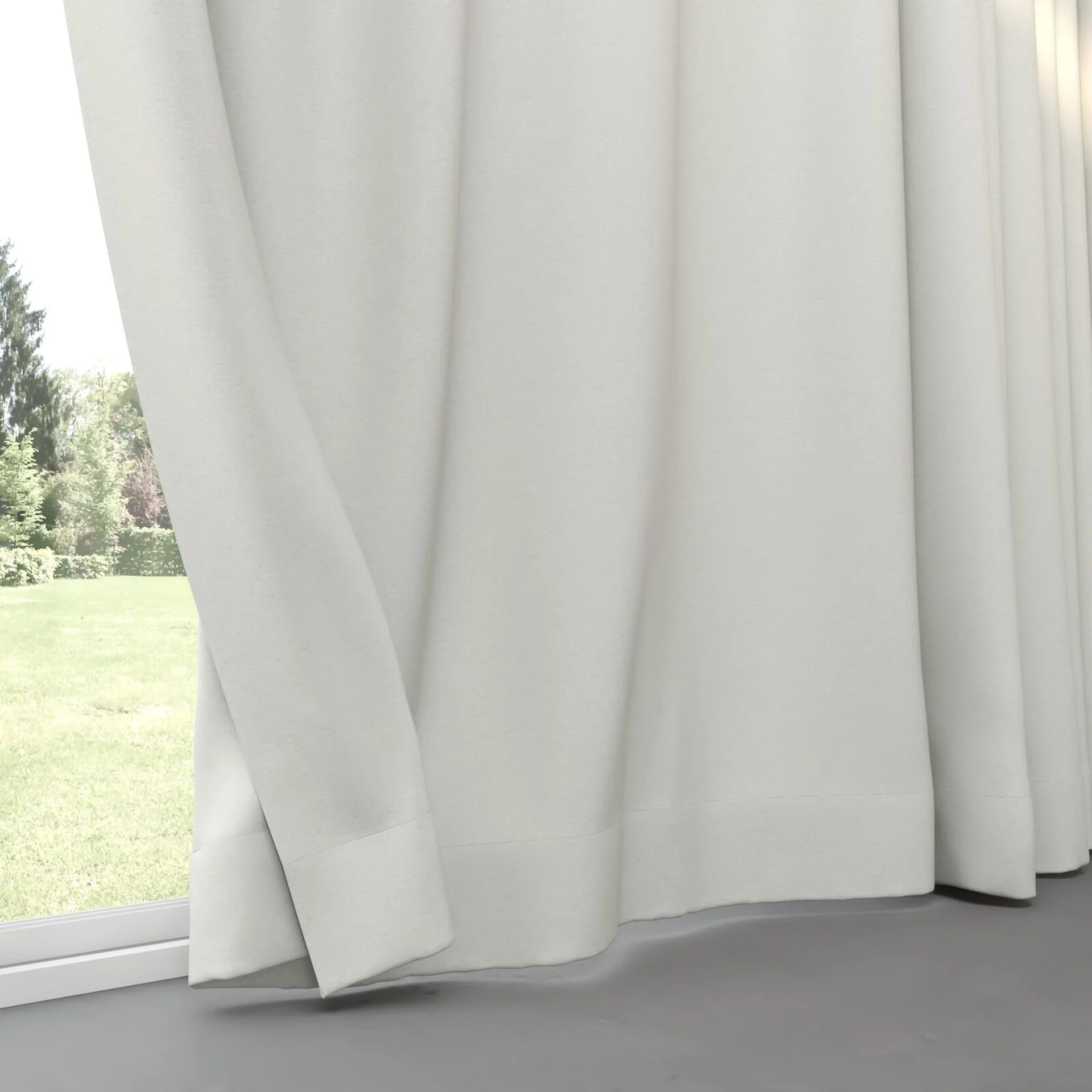 Bottom view of Coverlet Marble, pinch pleat