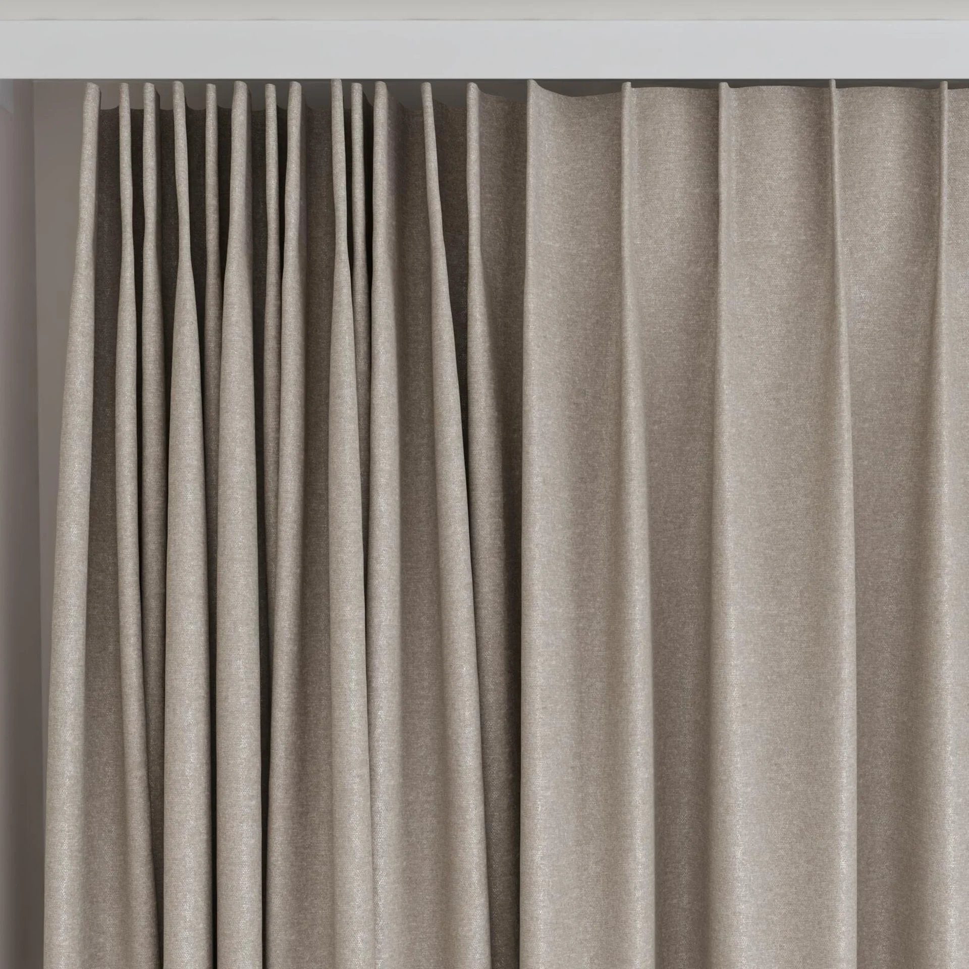 Top view of Recharge Linen, on curtain rail