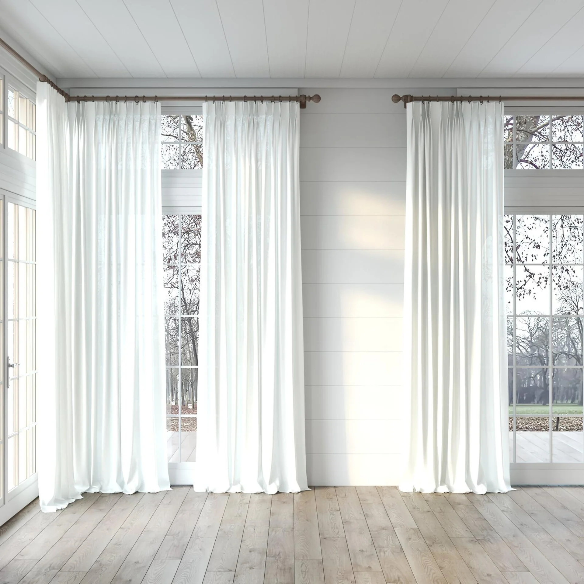 Full view of Kite Marble, puddled, on curtain rod