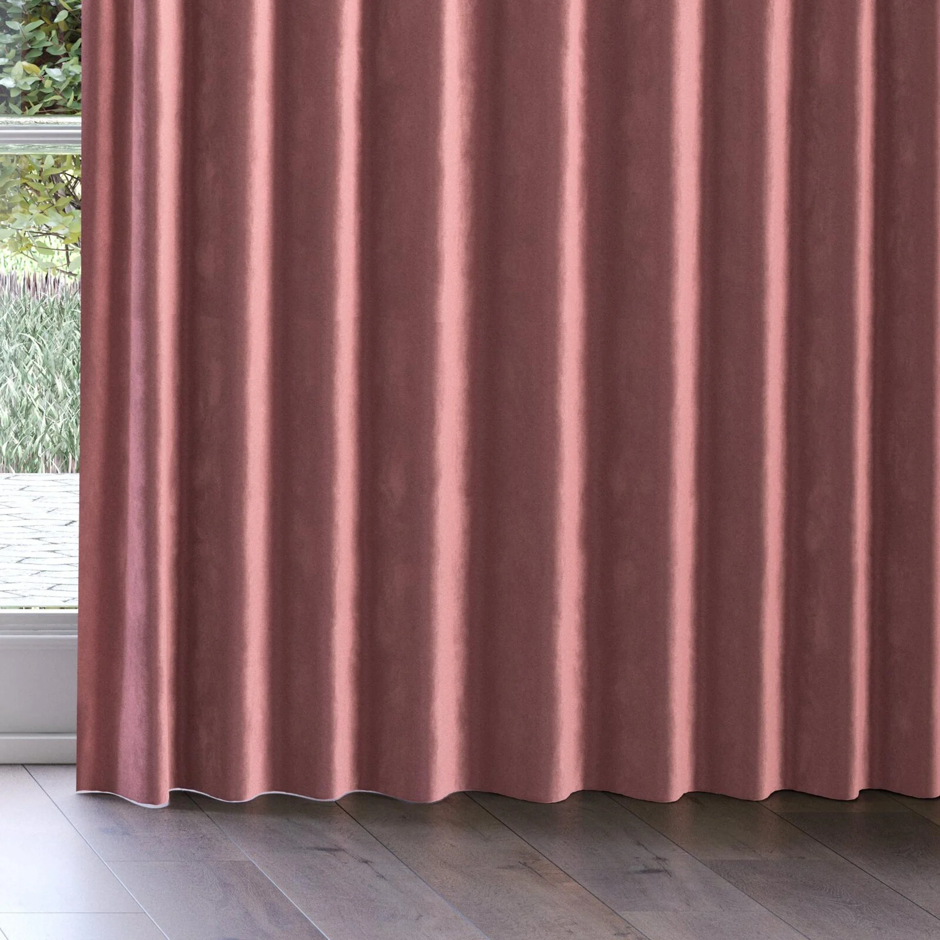 Bottom view of Velvelux Ruby, on curtain rail