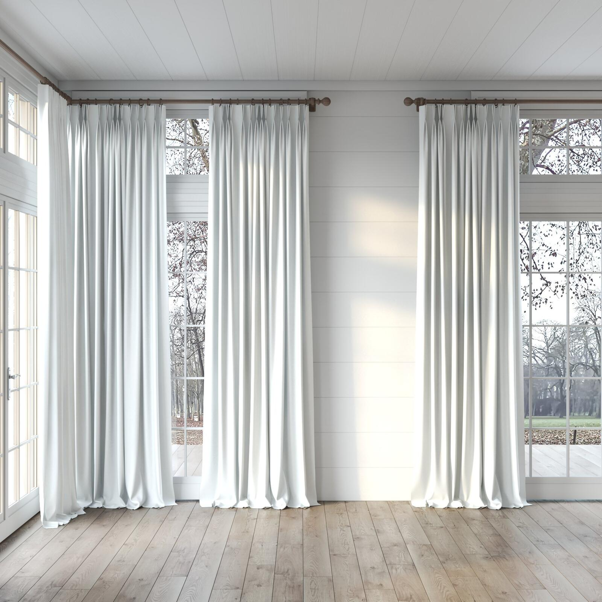 Full view of Re Delis Swan, puddled, on curtain rod