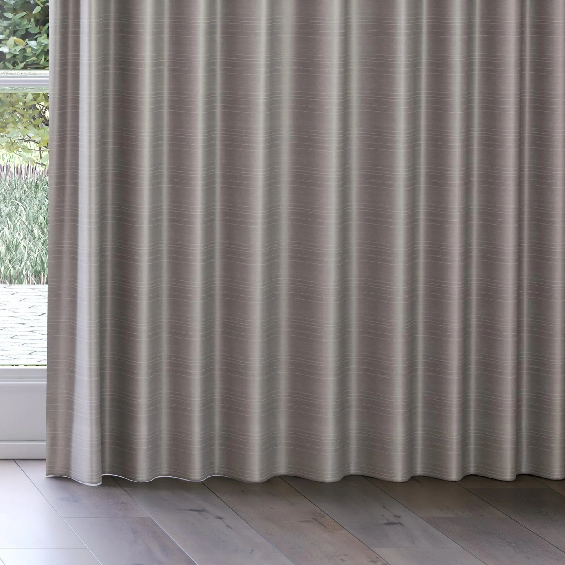 Bottom view of Silky Aluminium, on curtain rail